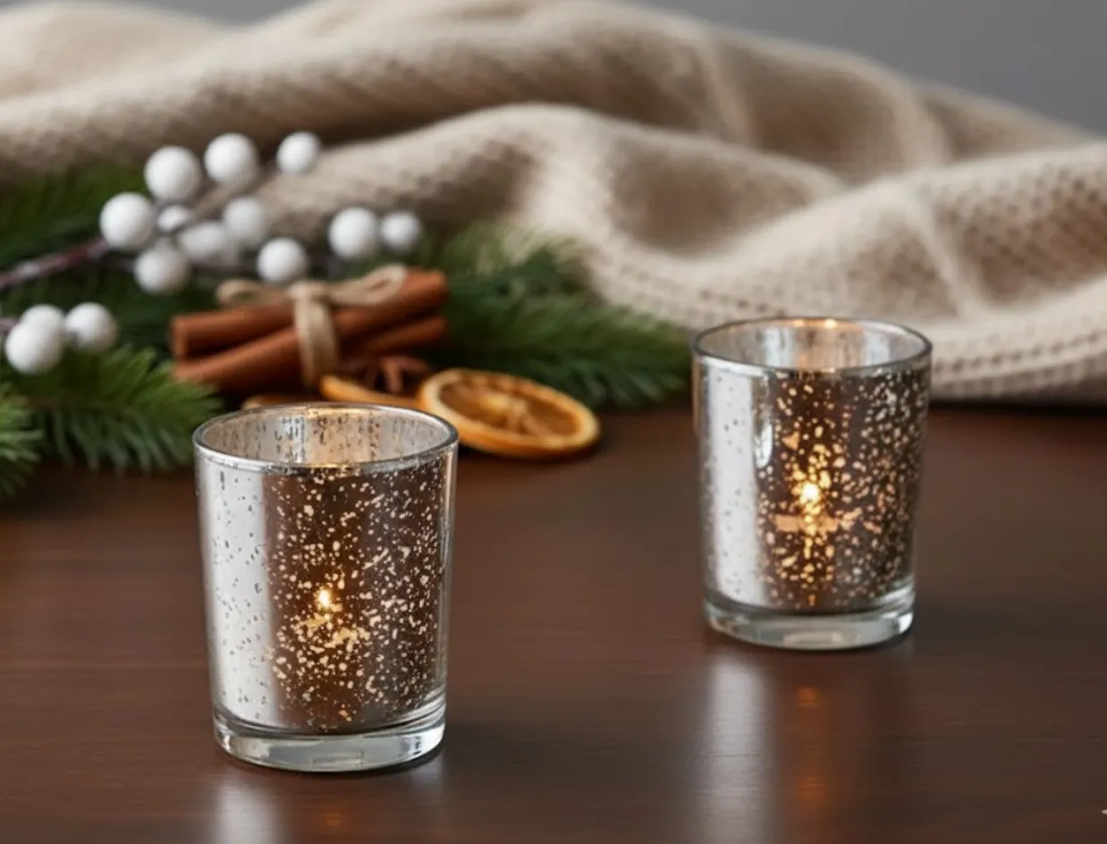 Votive Holder Glass - Silver 
