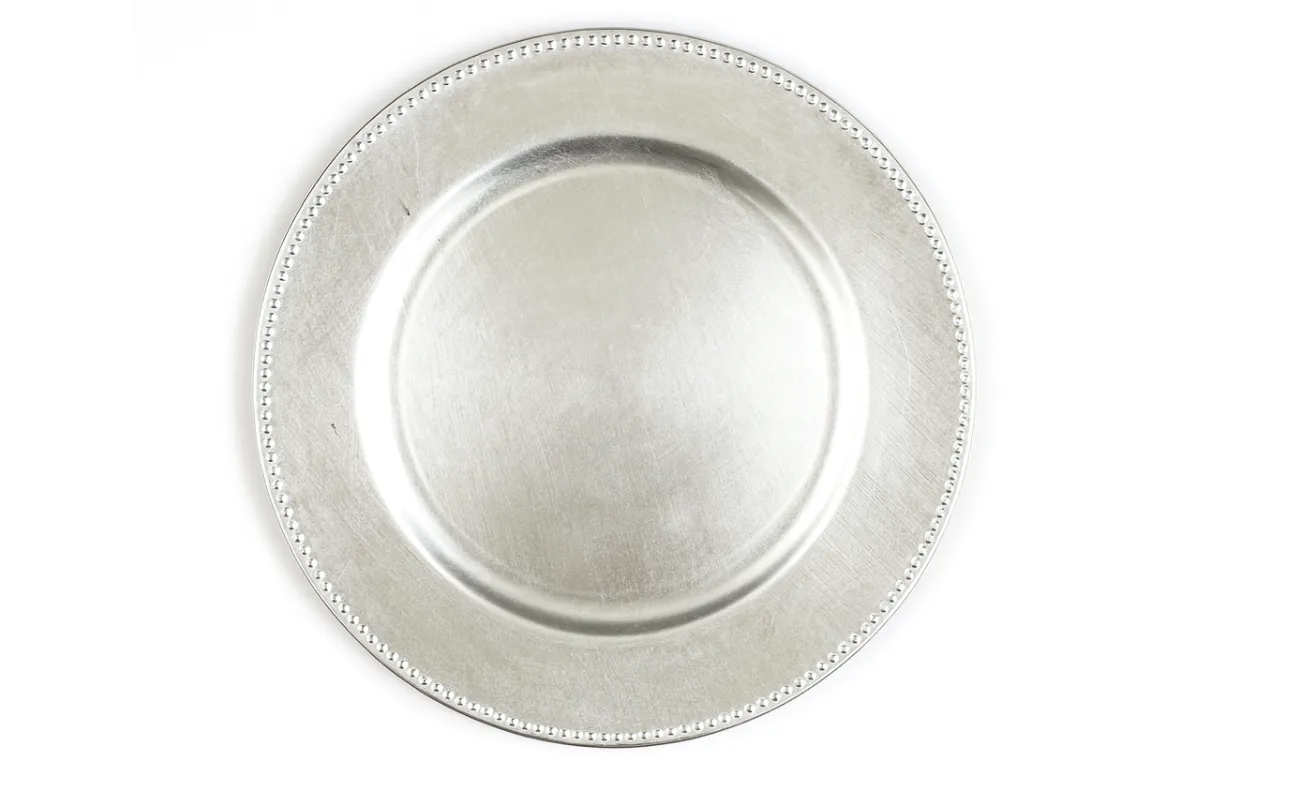Charger Silver Melamine Beaded