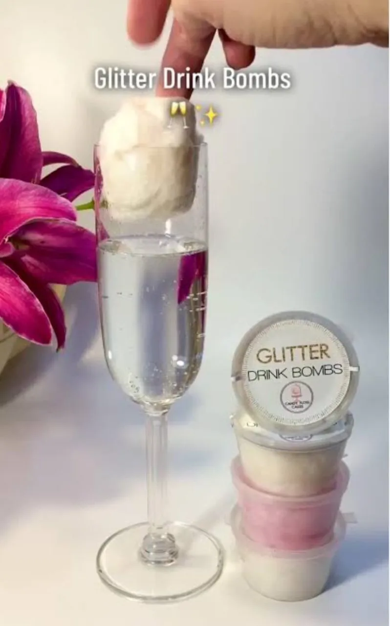 Candyfloss Glitter Drink Bombs. Min 20