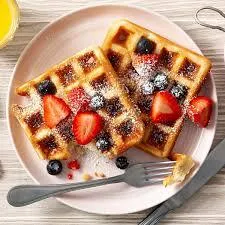WAFFLES WITH 50 SERVES (BATTER CHOCOLATE SAUCE BERRIES CREAM MARSHMELLOWS)