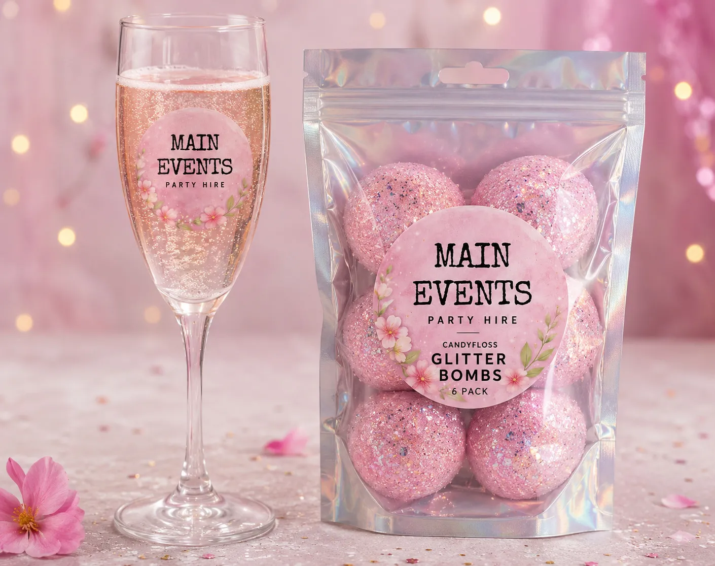 Candyfloss Glitter Drink Bombs. Min 20 