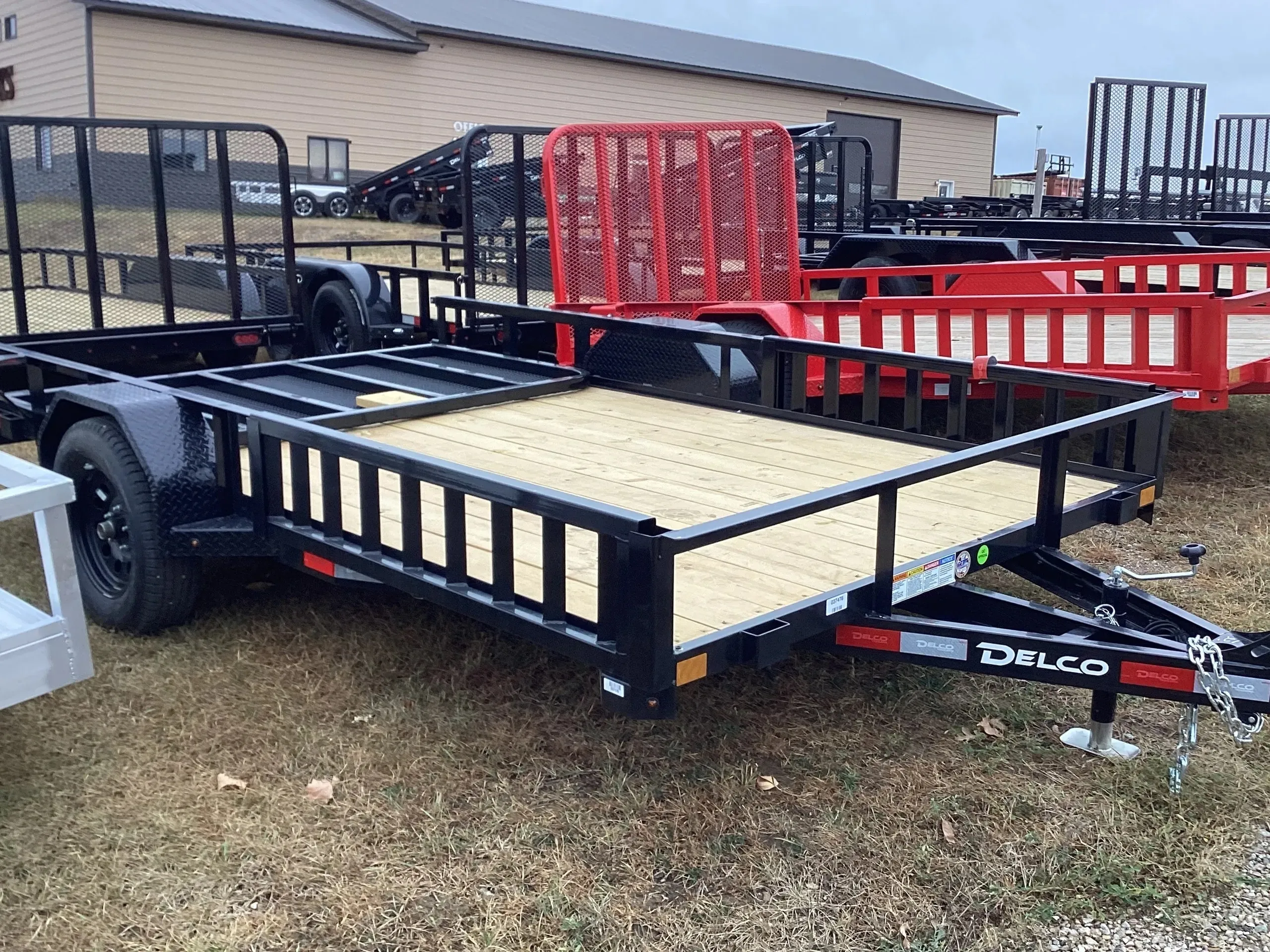 83"x12' Delco Utility Trailer w/ Gate & Side Load Ramps