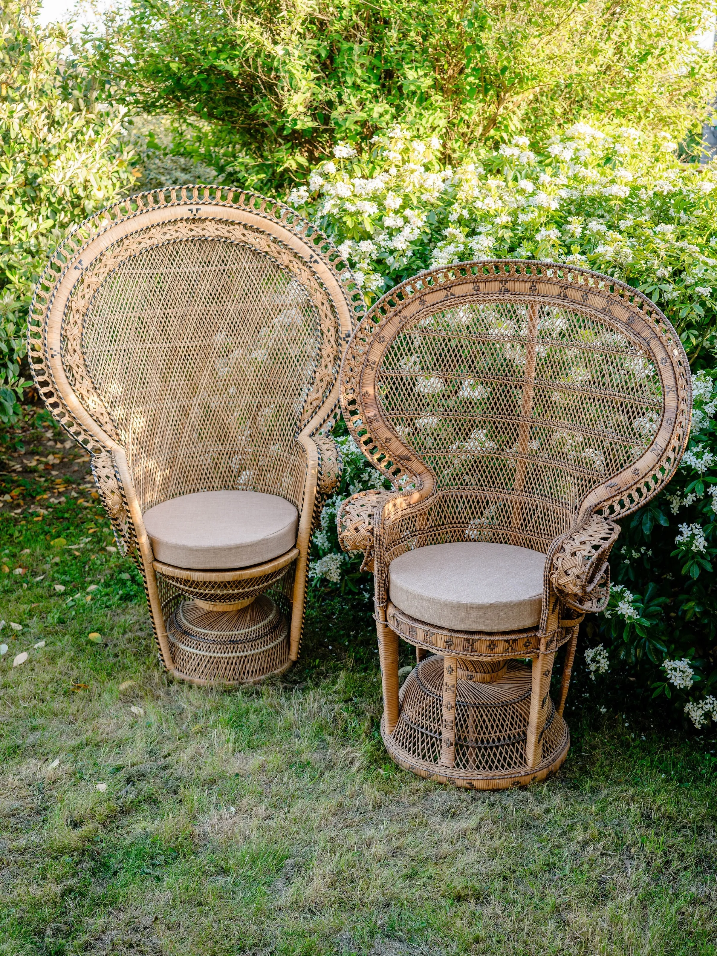 PAIRE DE FAUTEUILS EMMANUELLE - POMARÉ - PAON | Rotin vintage