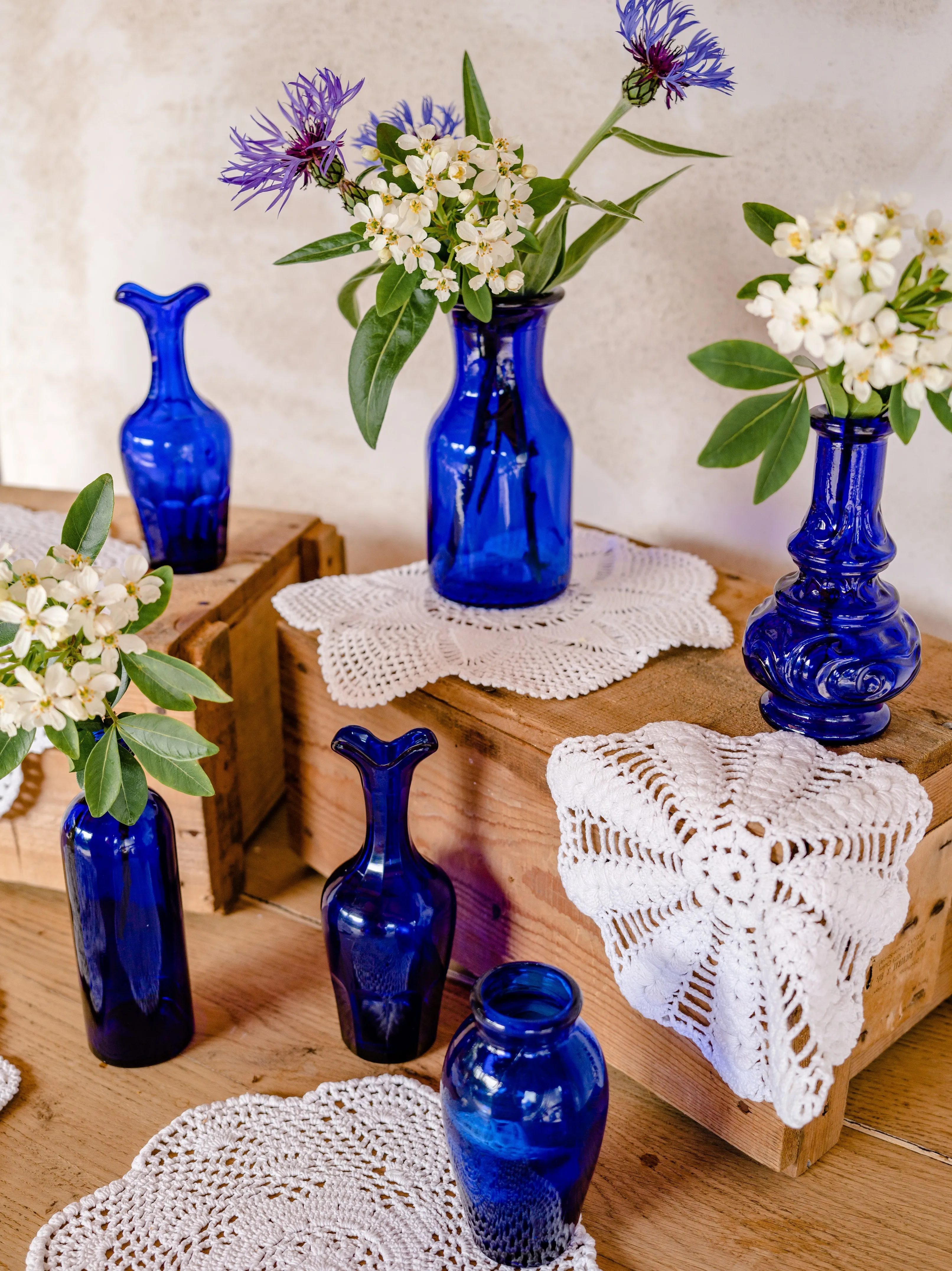 SOLIFLORES VINTAGE | Verre bleu cobalt