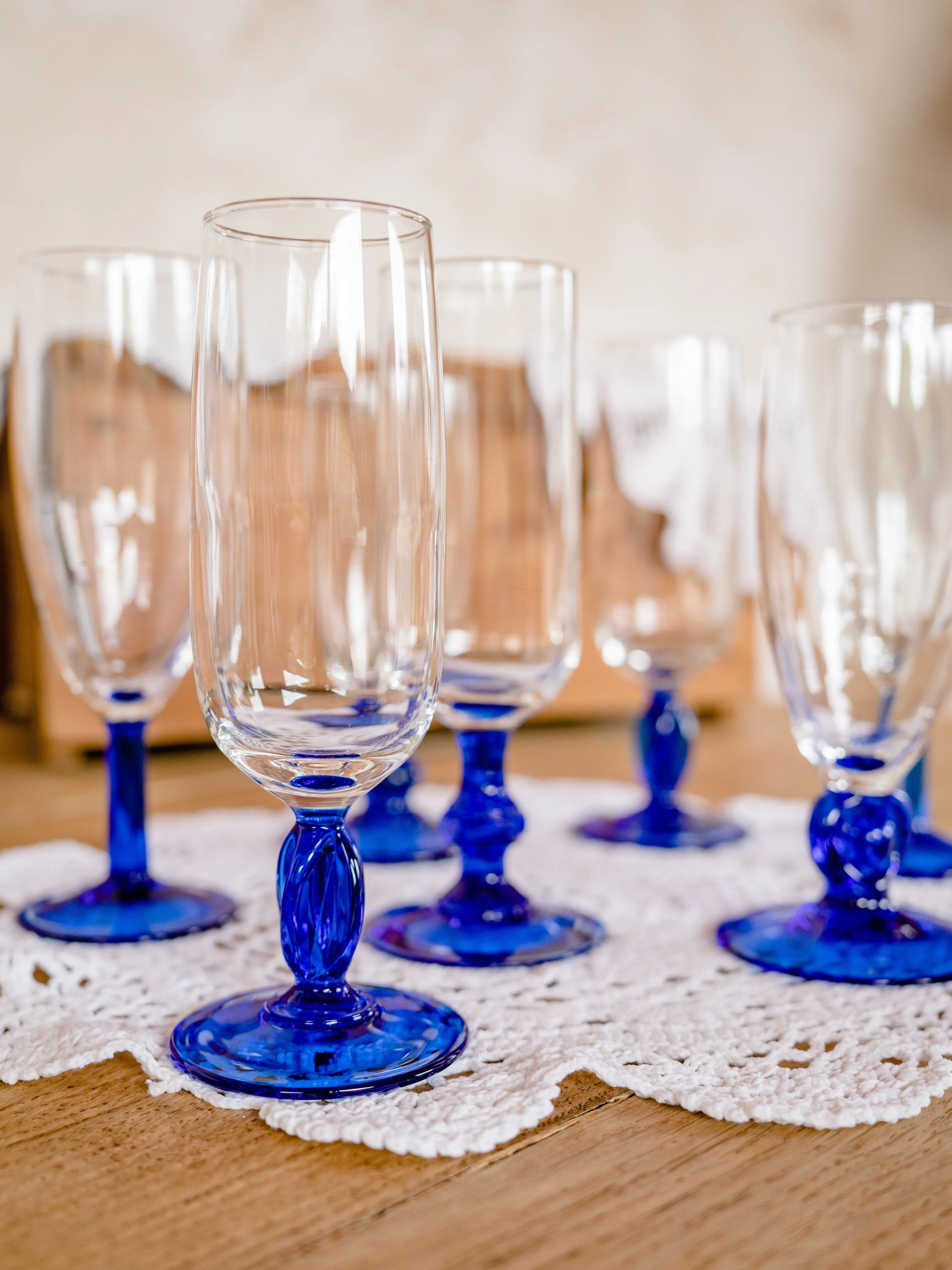 FLÛTES À CHAMPAGNE | Pied bleu