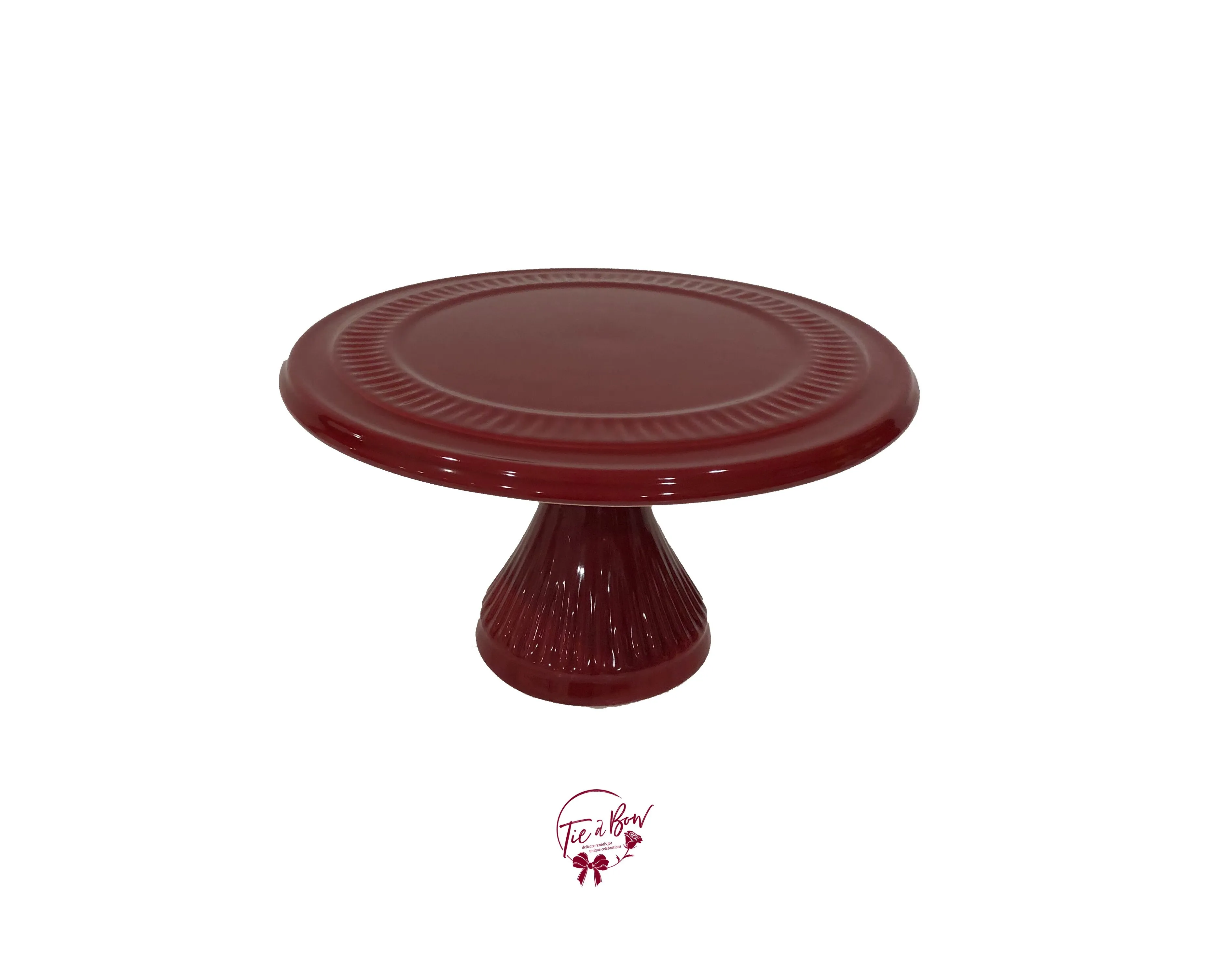 Maroon Silva Cake Stand (Large): 12in W x 6in H