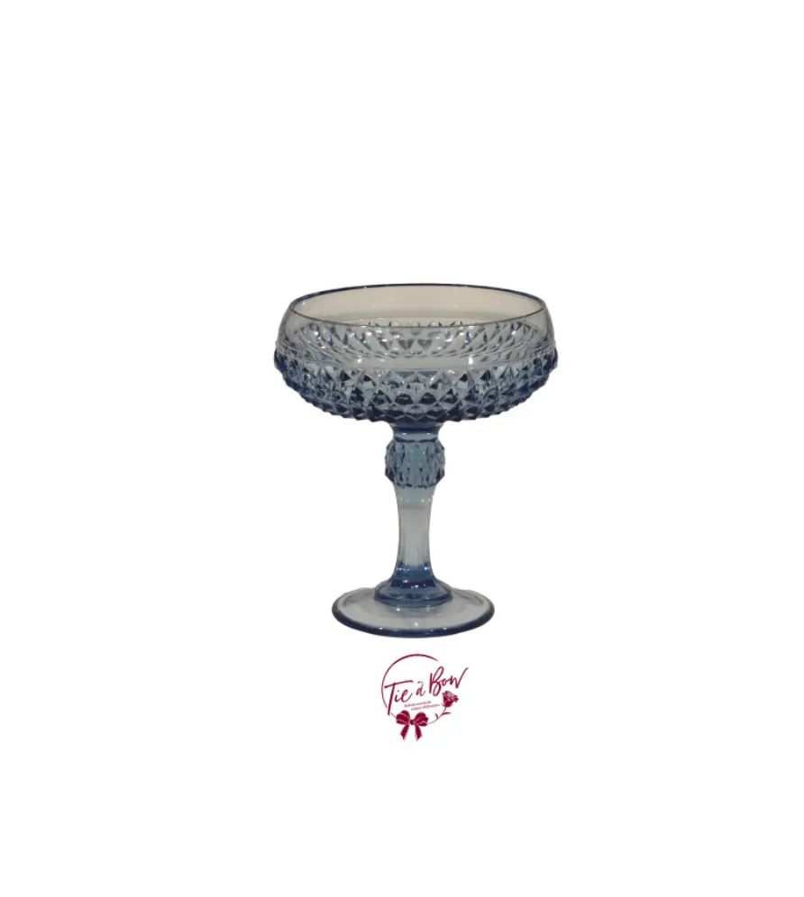 Pressed Glass Blue Footed Bowl