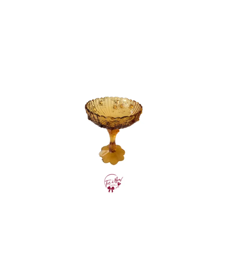 Amber Footed Bowl With Flowers Design