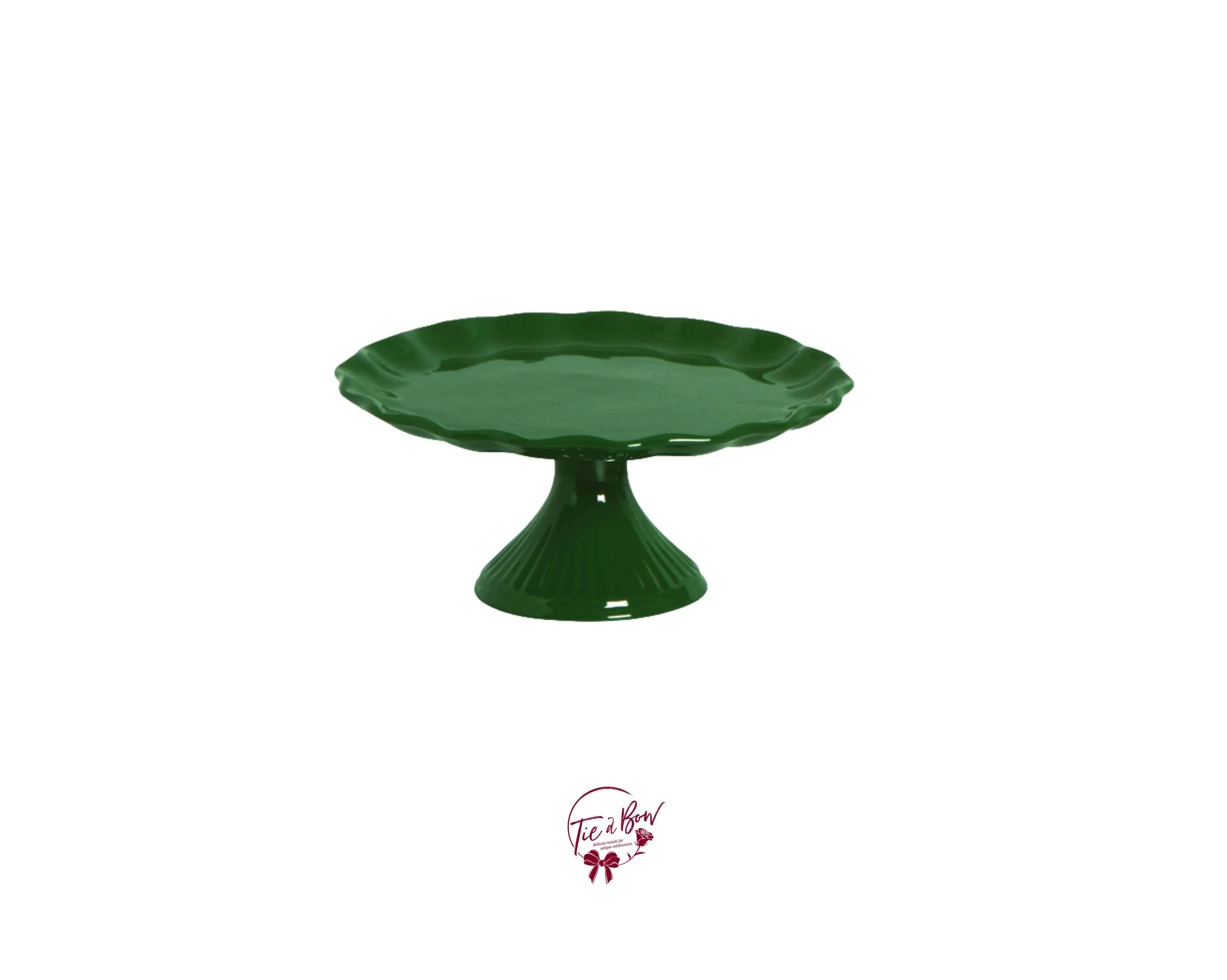 Forest Green Ruffled Edge Silva Cake Stand (Large)