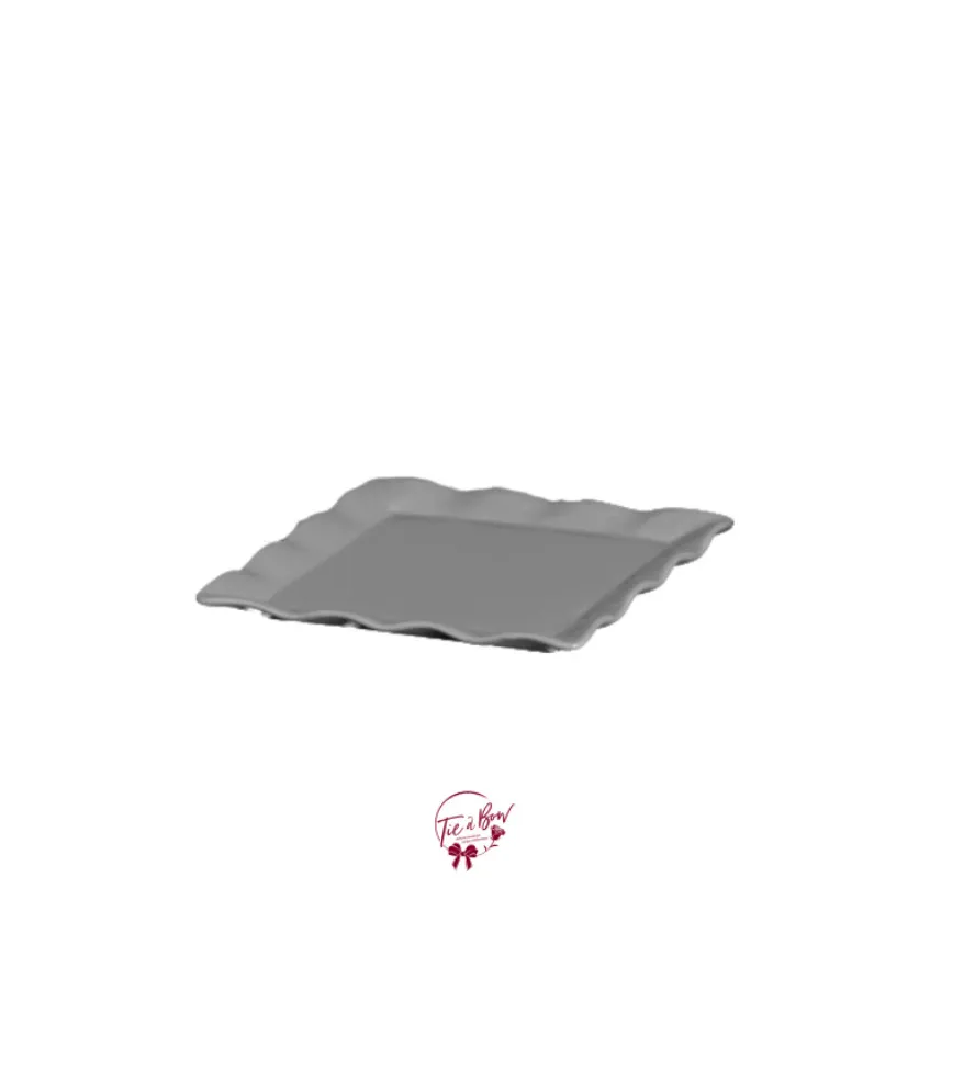 Gray Silva Ruffled Edge Square Plate