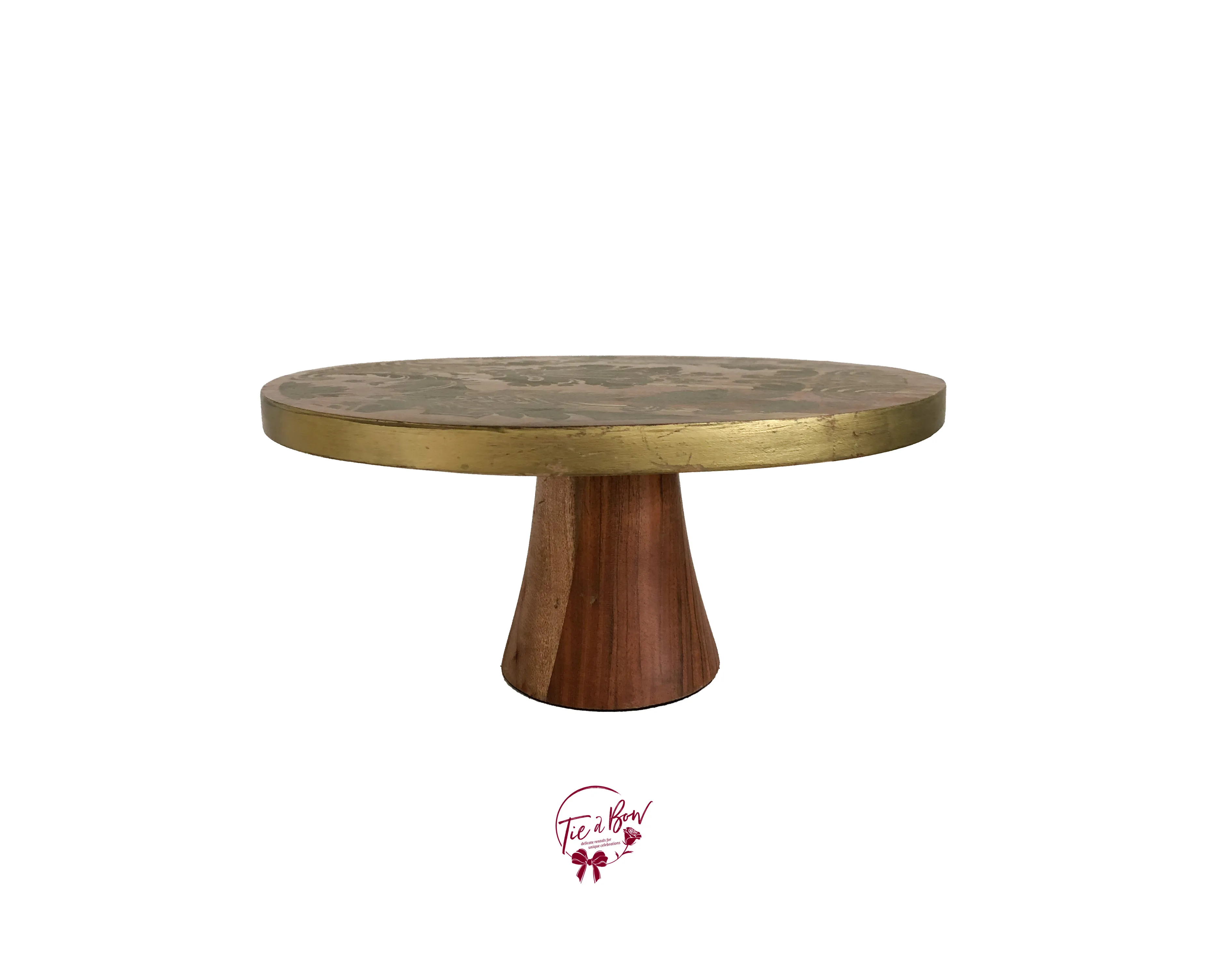 Golden Stencil Wood Cake Stand: 12in W x 5.5in H