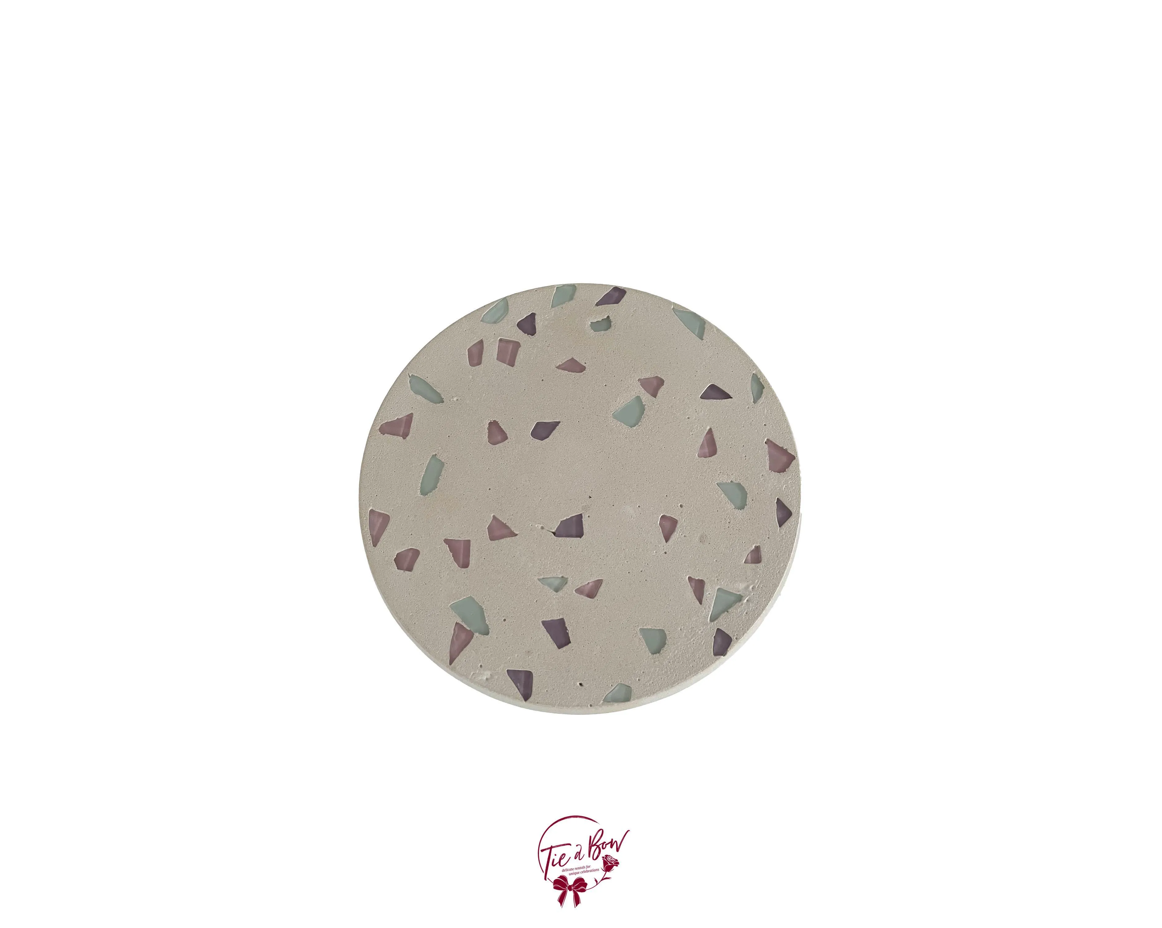 Concrete Tray With Pink, Lavender, and Green Accents