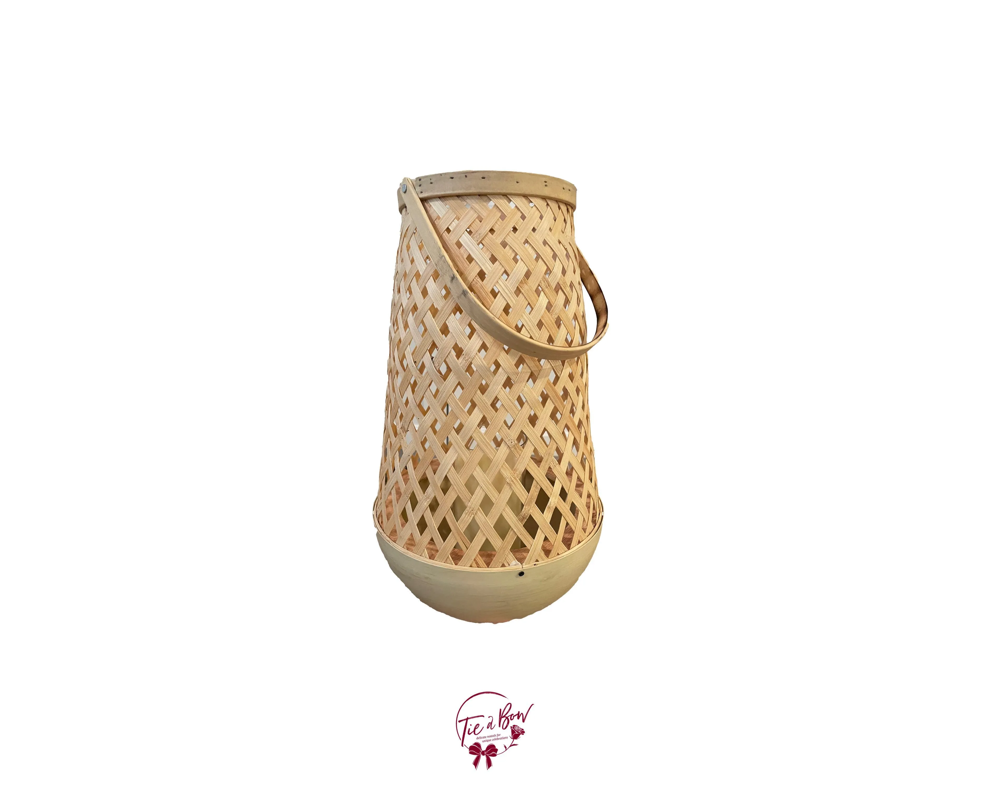 Rattan Criss-Cross with LED Candle Lantern