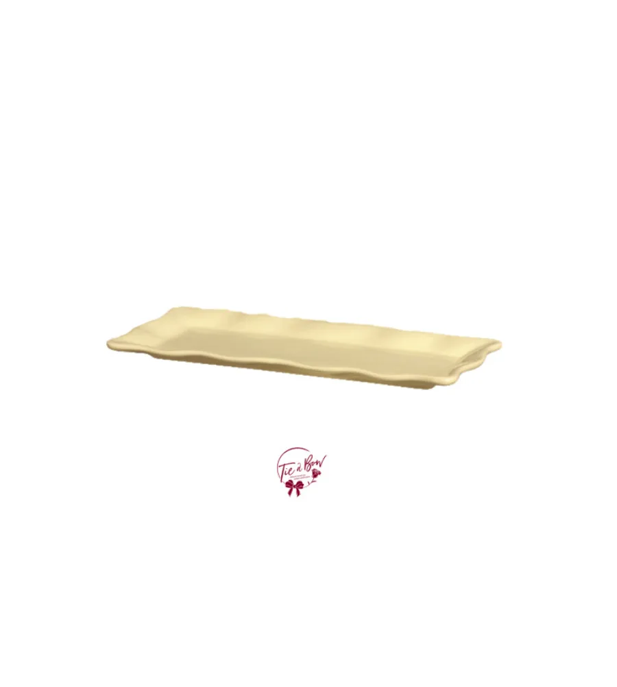 Light Yellow Ruffled Edge Silva Rectangular Tray
