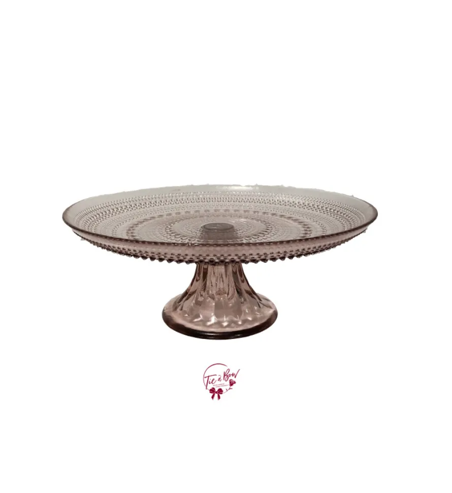 Amethyst Hobnail Glass Cake Stand: 10.5in W x 4in H