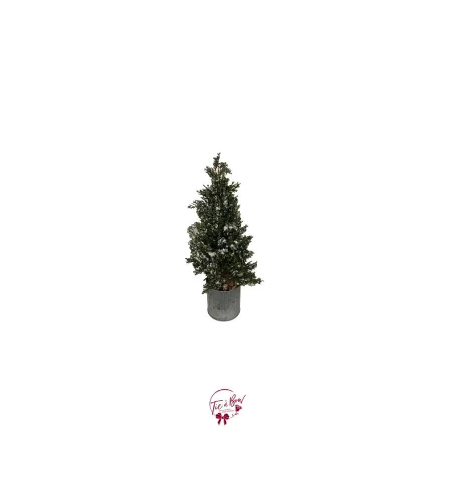 Medium Snow Flakes Pine Tree with Tin Vase