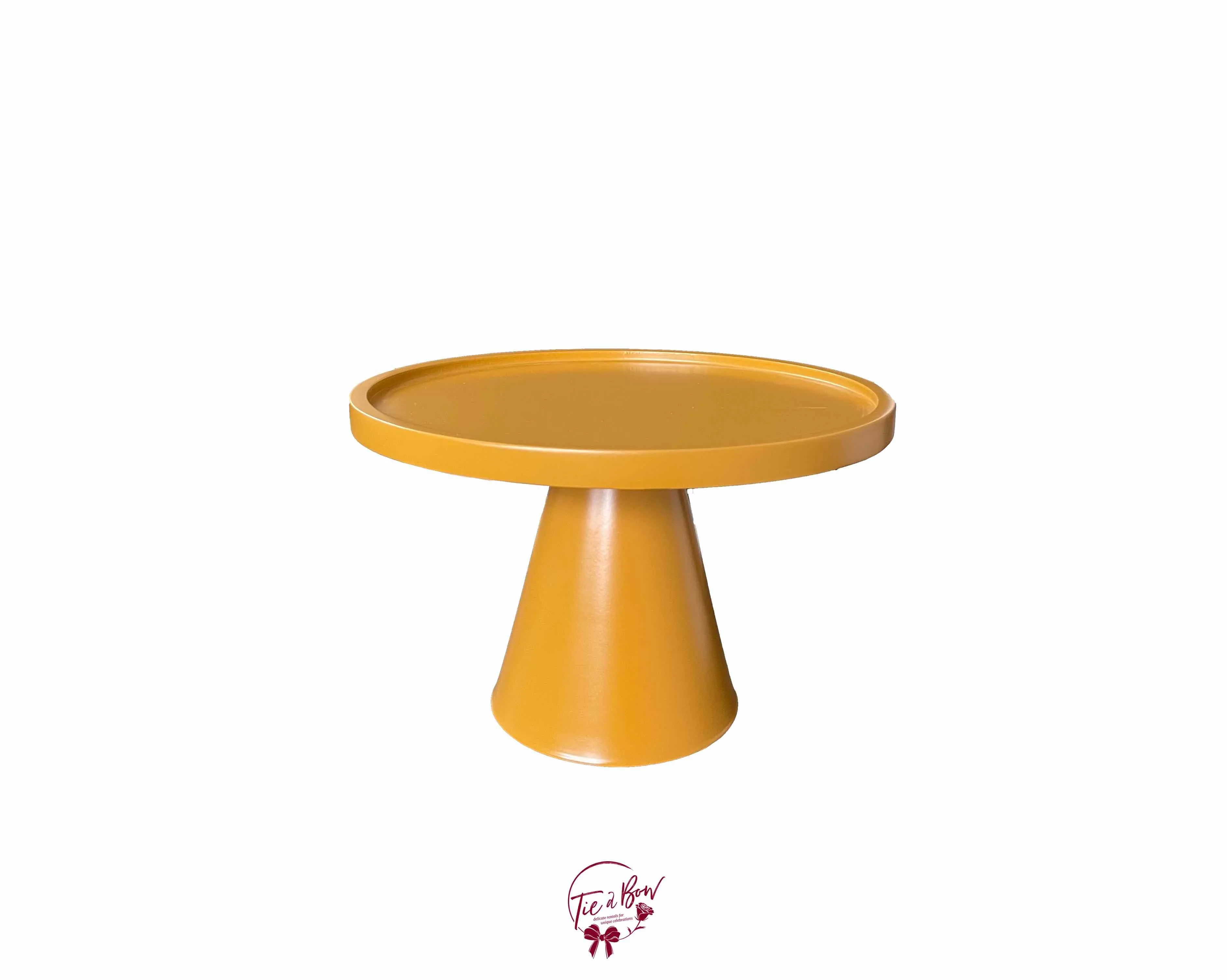 Mustard Deco Cake Stand: 10in W x 6.5in H