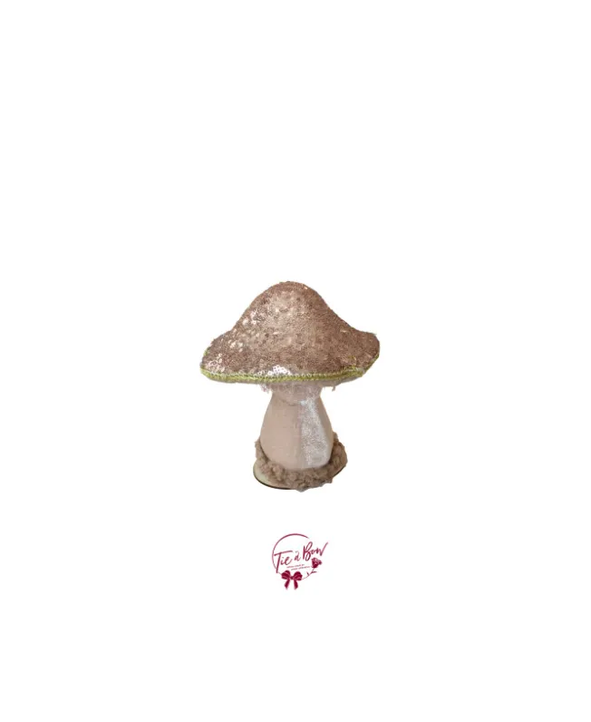Blush Pink Velvet and Sequin Mushroom