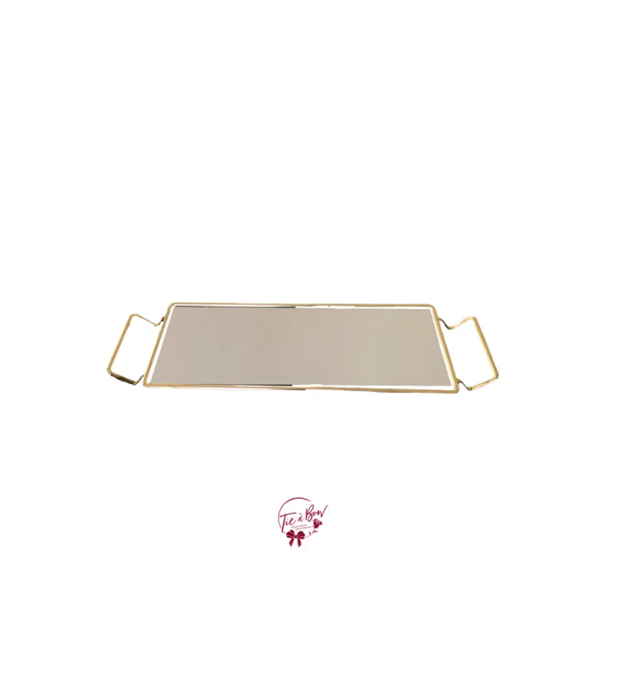 Gold and Mirror Rectangular Tray