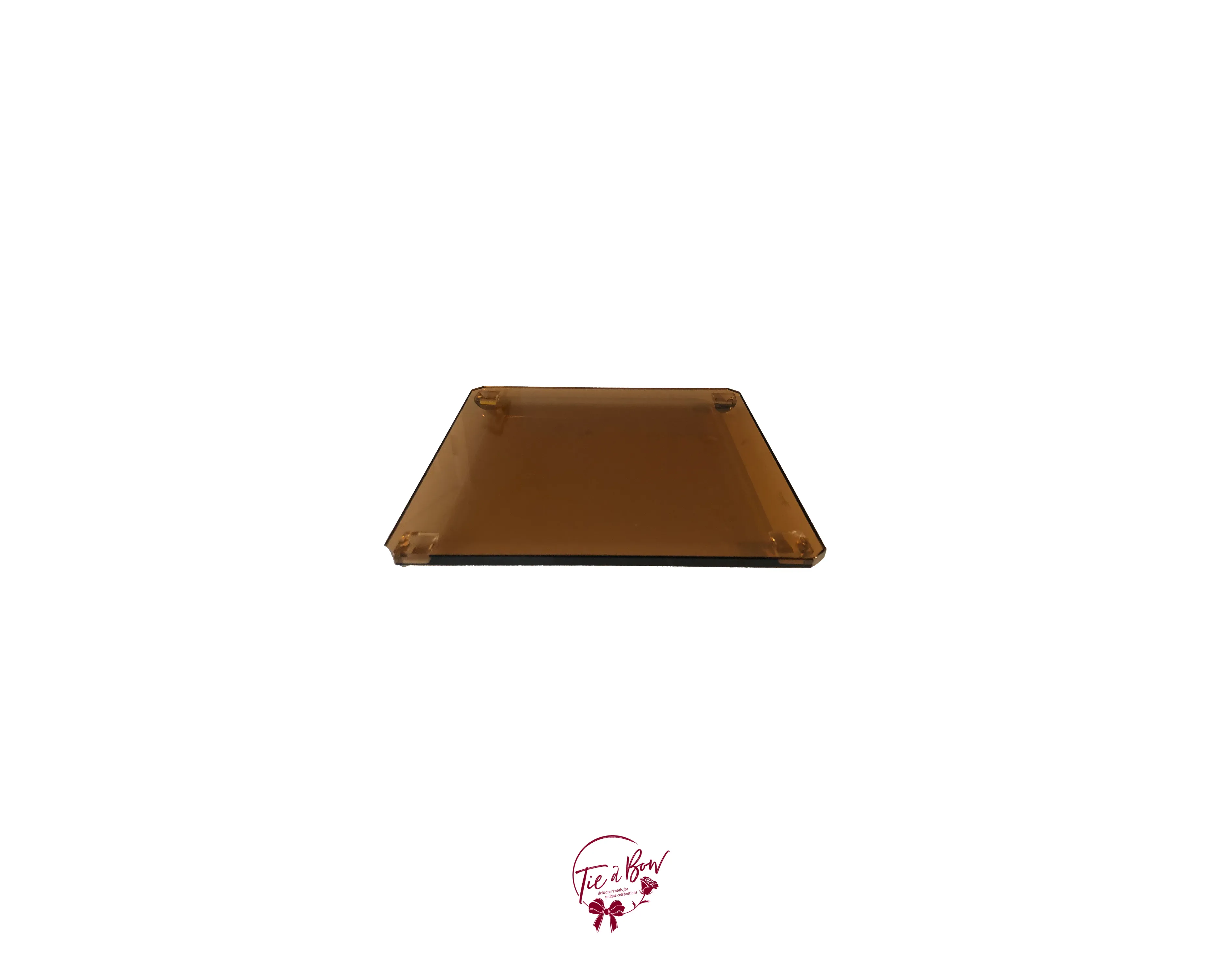 Amber Glass Square Footed Tray (Small)