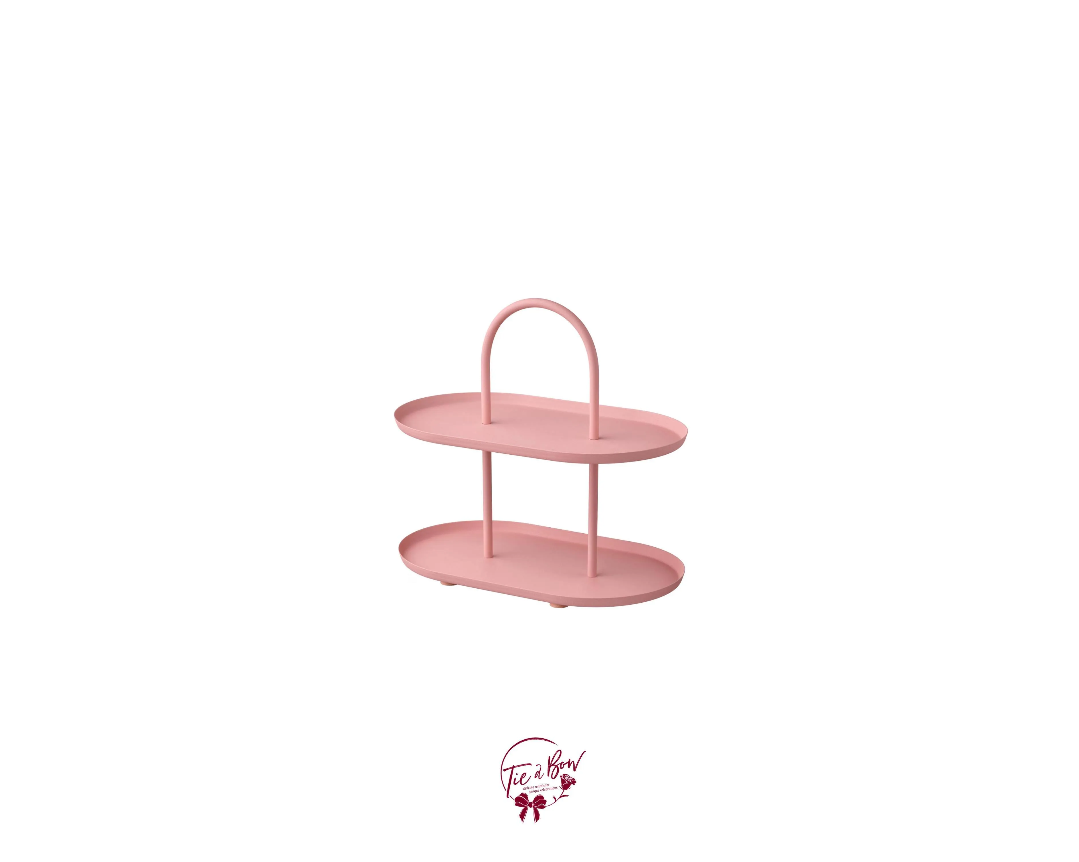 Tea Rose Pink 2 Tier Modern Tray