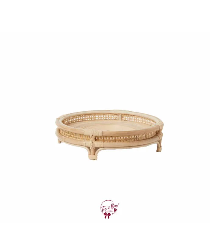 Rattan Round Footed Tray