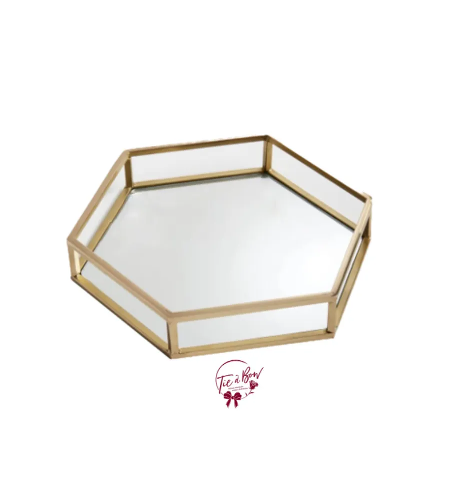 Gold Hexagonal Mirrored Tray