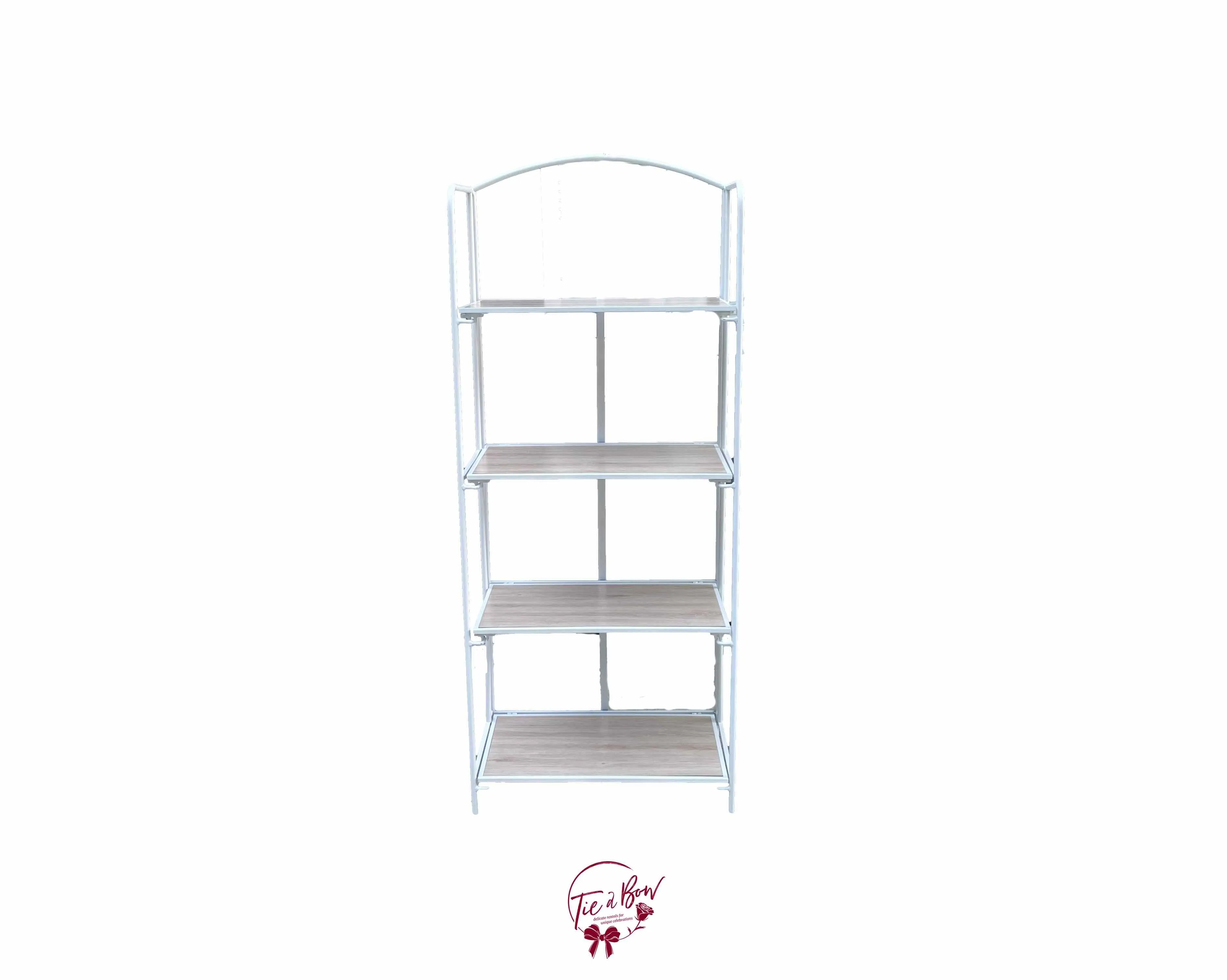 White and Light Wood 4 Tier Foldable Shelf - SALE PRICE $40