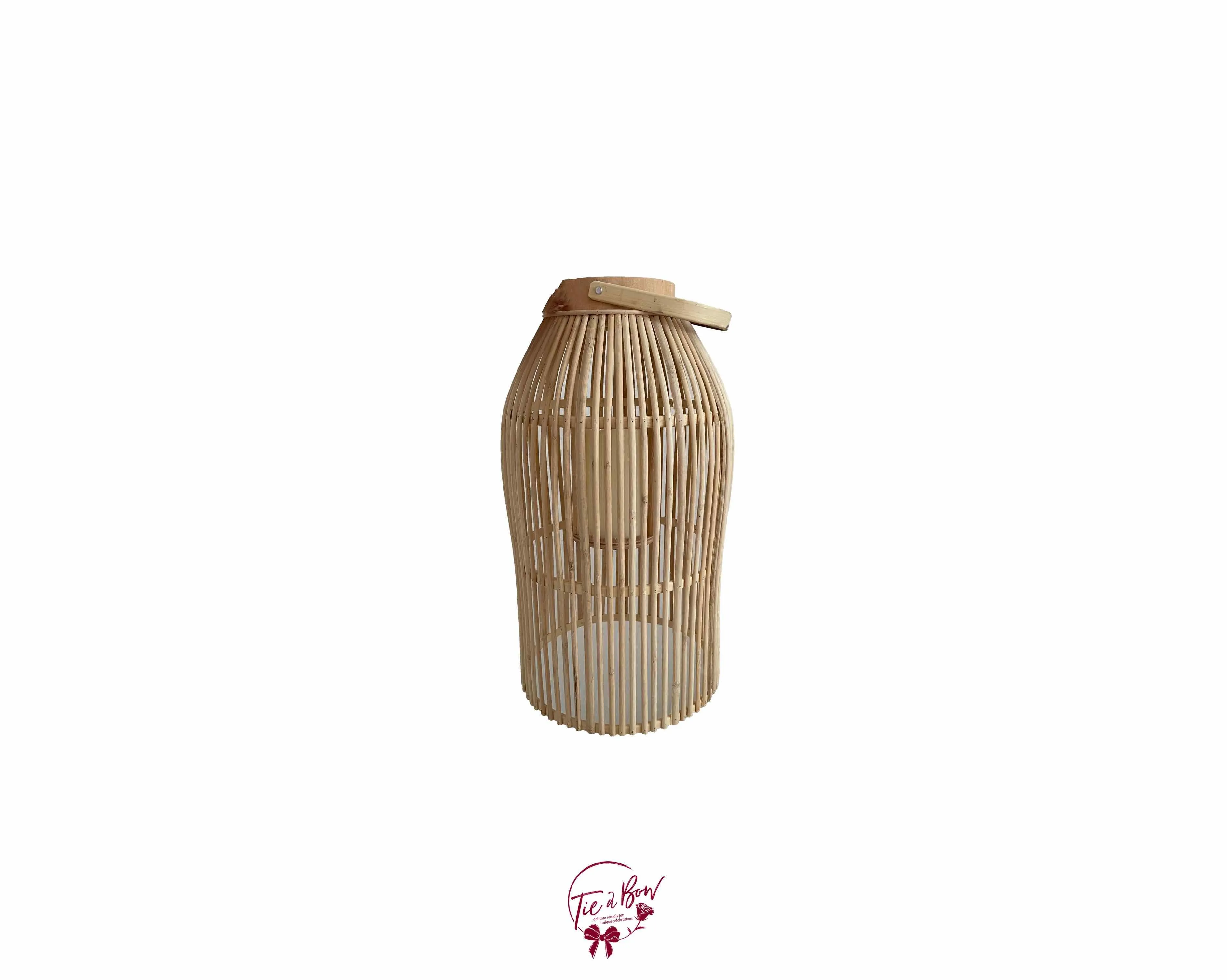 Rattan Thin Straw with Bottom Opened and LED Candle Lantern