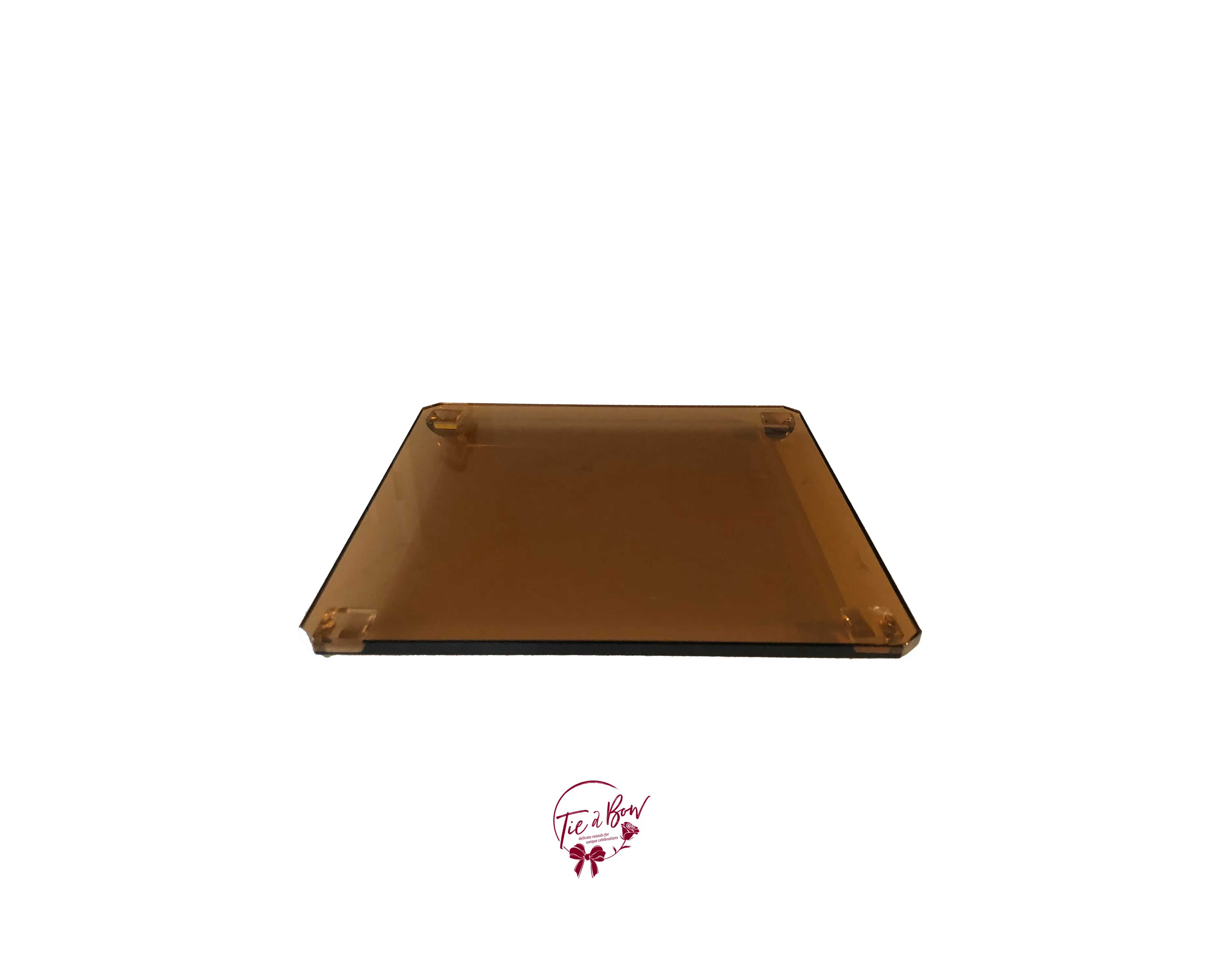 Amber Glass Square Footed Tray (Medium)