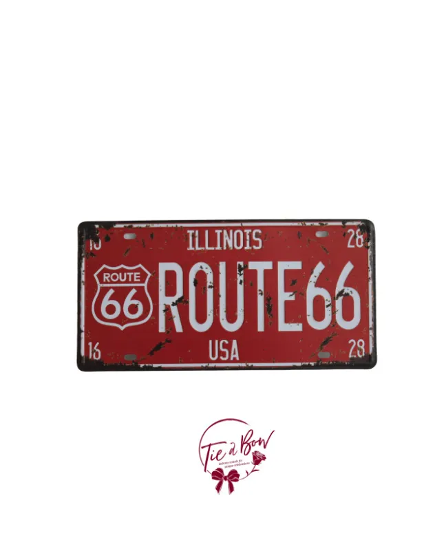Rustic IL Route 66 License Plate Sign