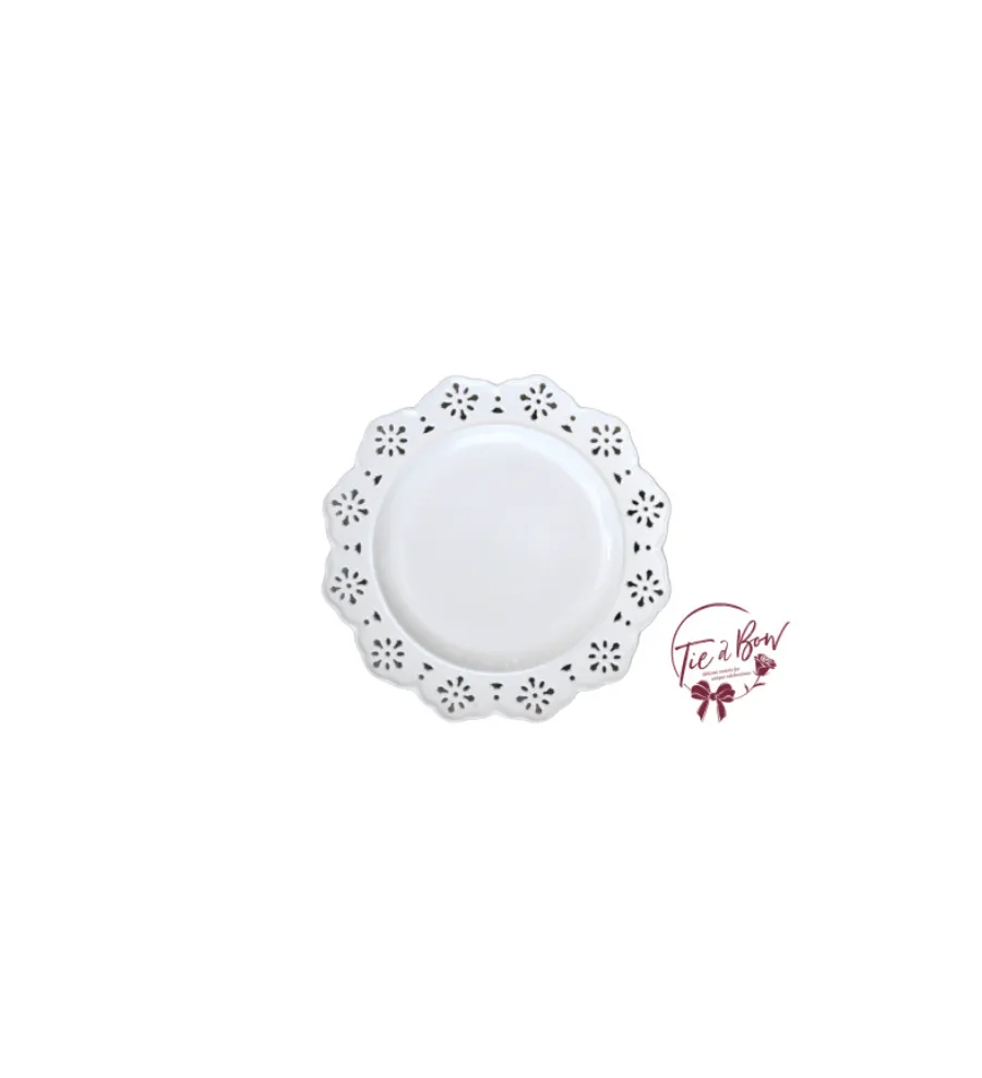White Round Lacey Edge Plate