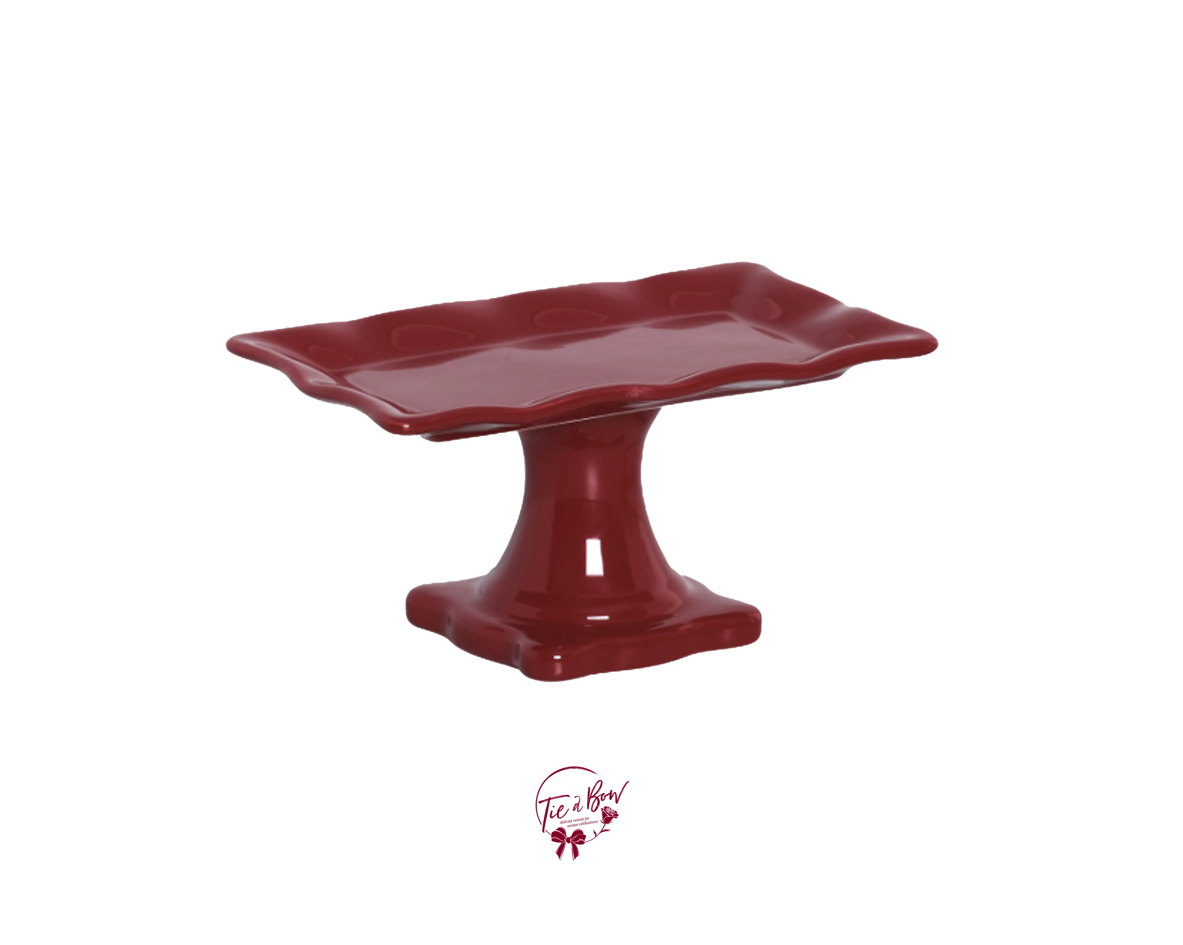 Maroon Ruffled Edge Silva Rectangular Cake Stand