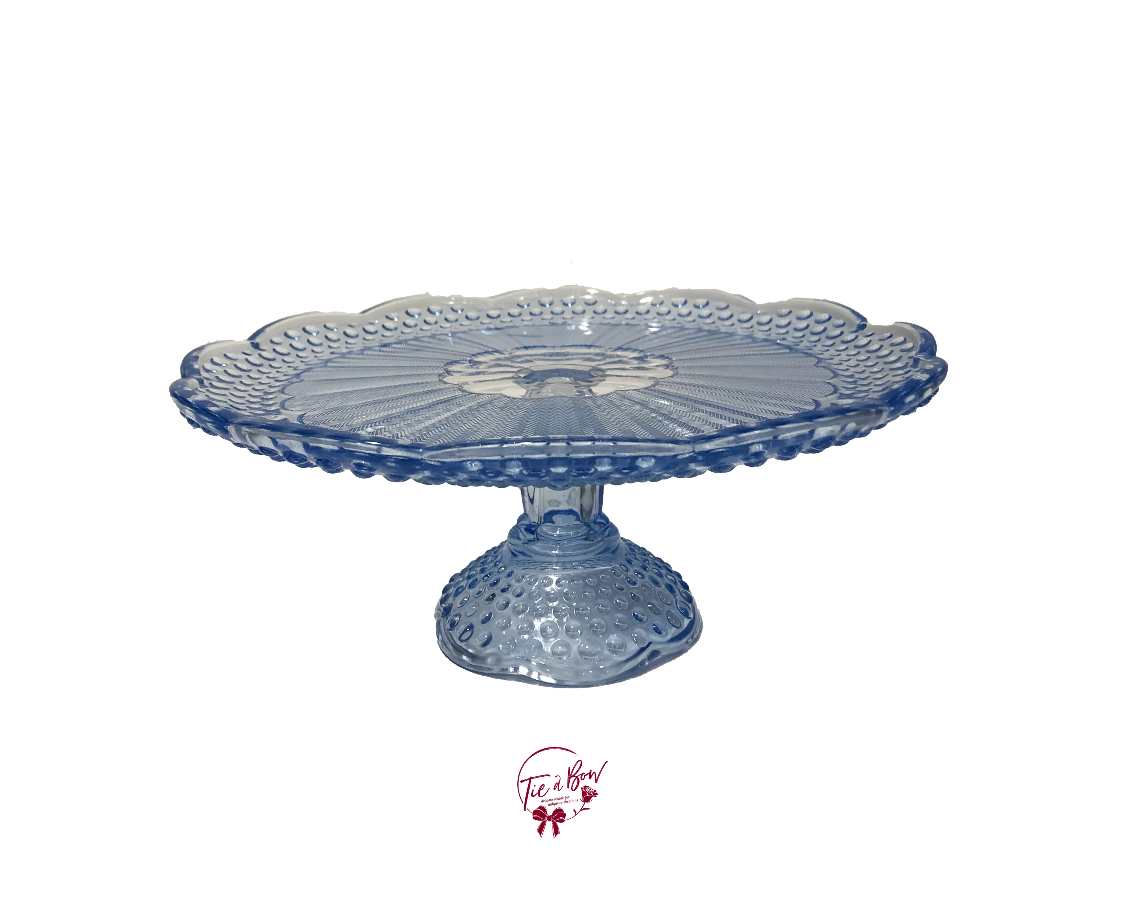 Blue Flower Design vintage Cake Stand: 11in W x 5in H