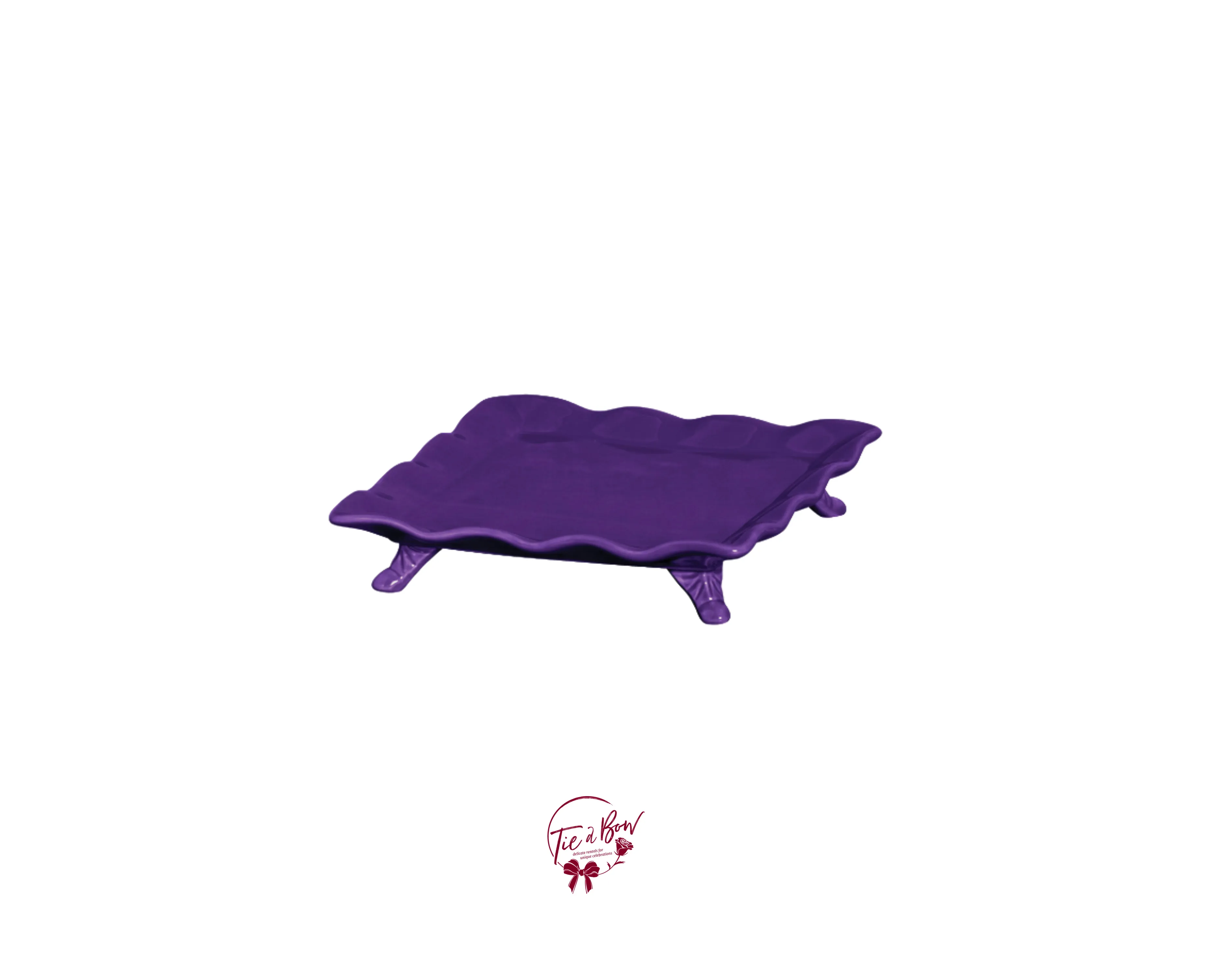 Purple Ruffled Edge Square Footed Tray