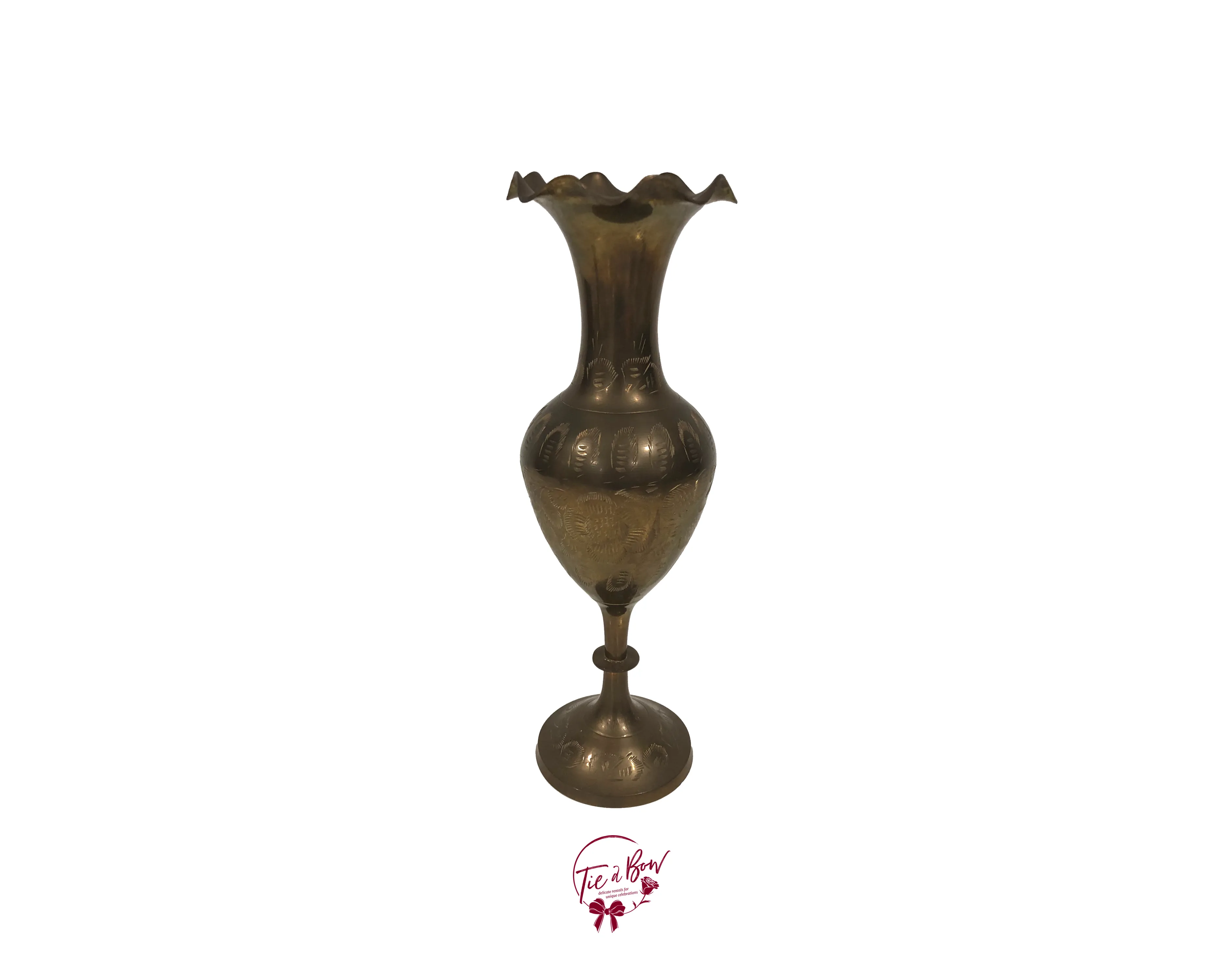 Brass Bud Vase With Flower Design
