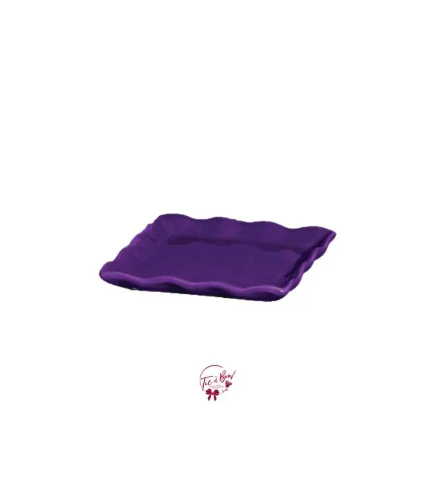 Purple Silva Ruffled Edge Square Plate