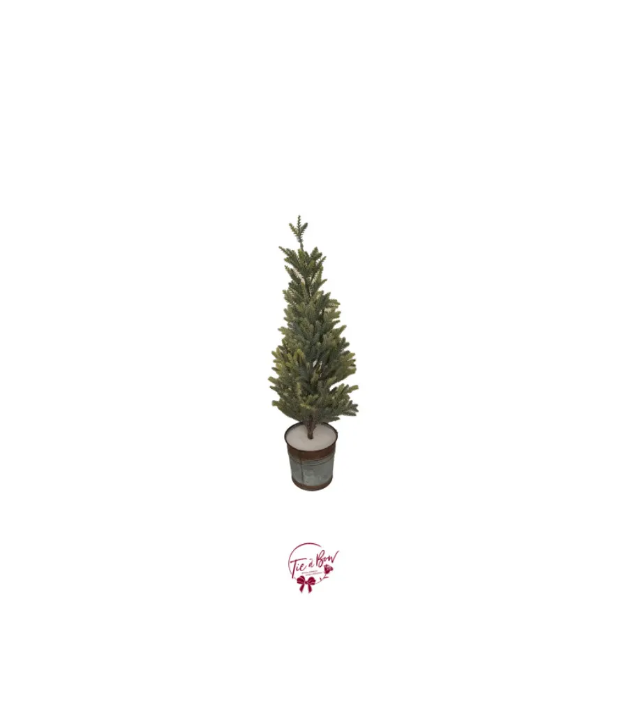 Medium Snowy Pine Tree with Tin Vase