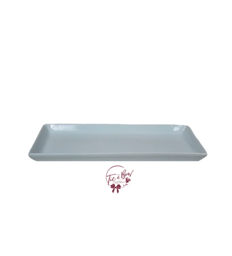 Light Blue Rectangular Ceramic Tray