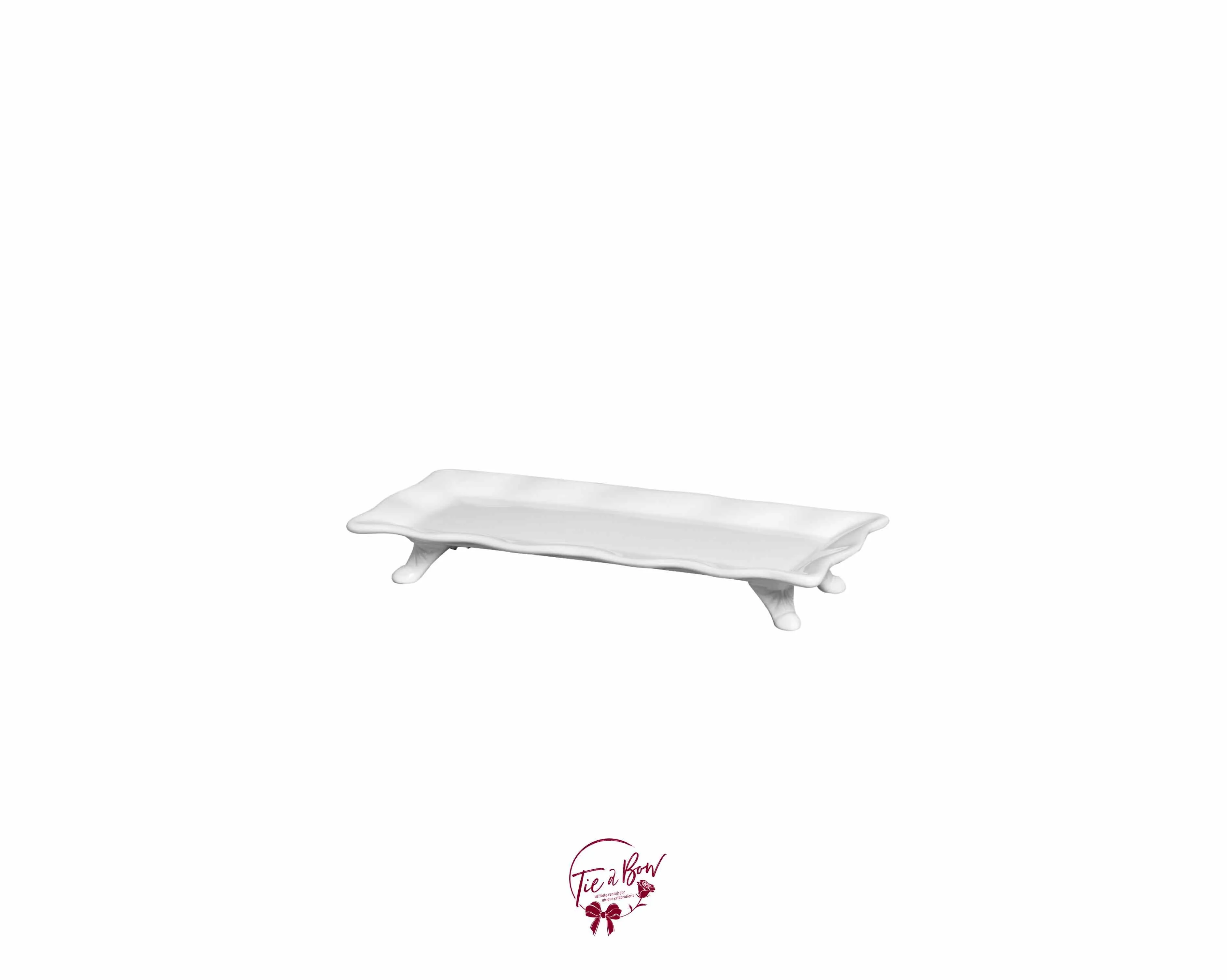 White Silva Ruffle Edge Footed Tray - SOLD
