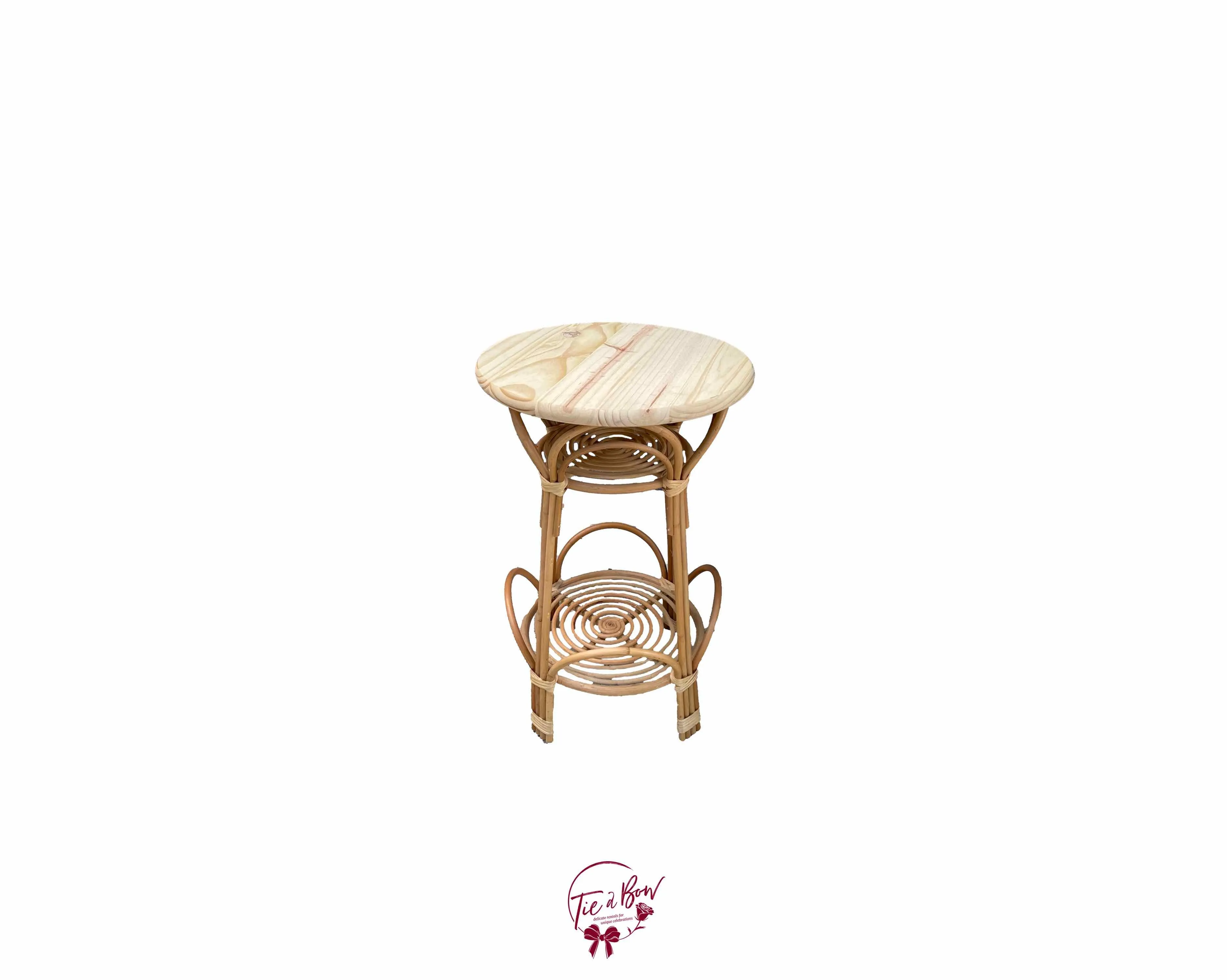 Round Rattan Pedestal (Medium) - $90
