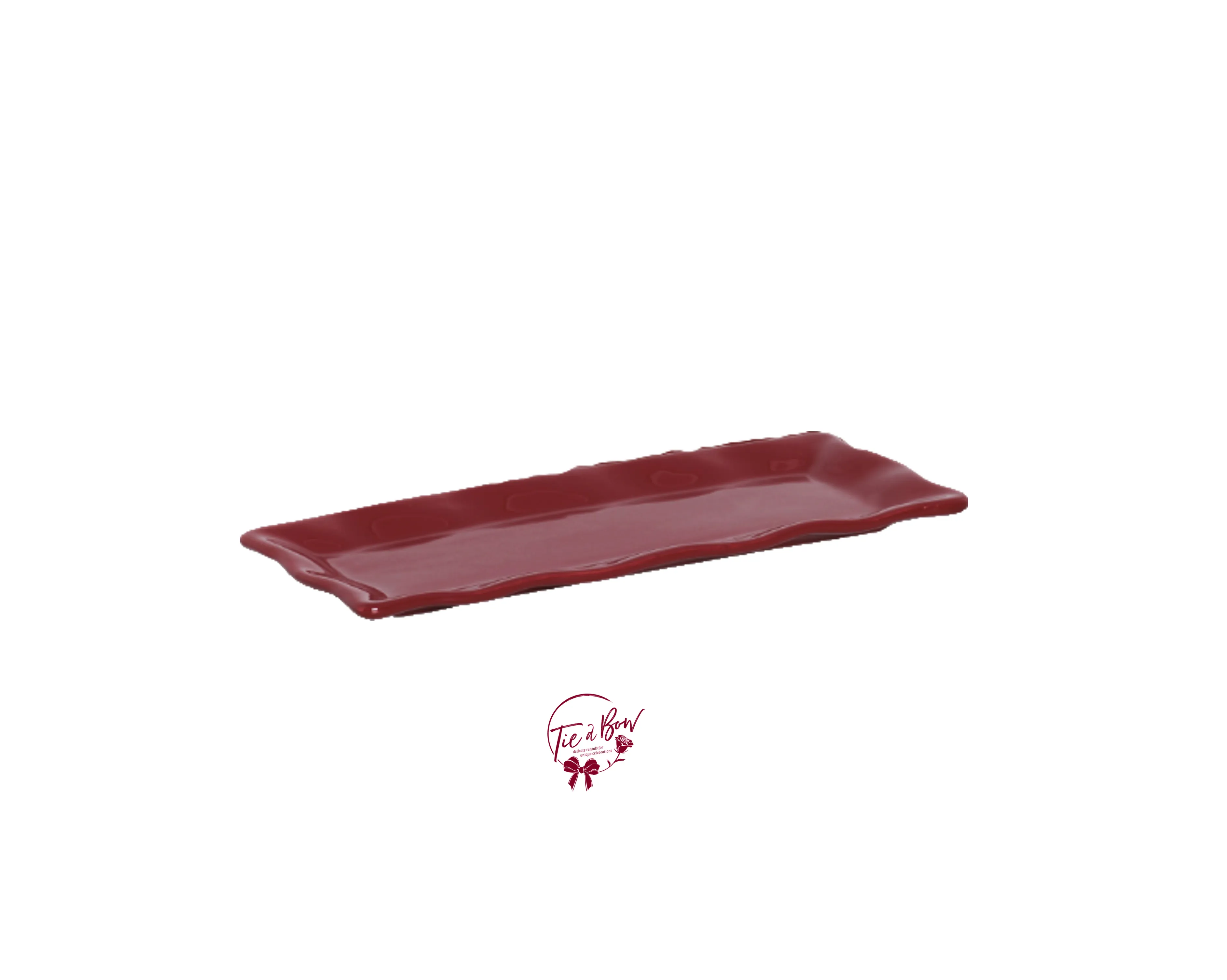 Maroon Ruffled Edge Silva Rectangular Tray