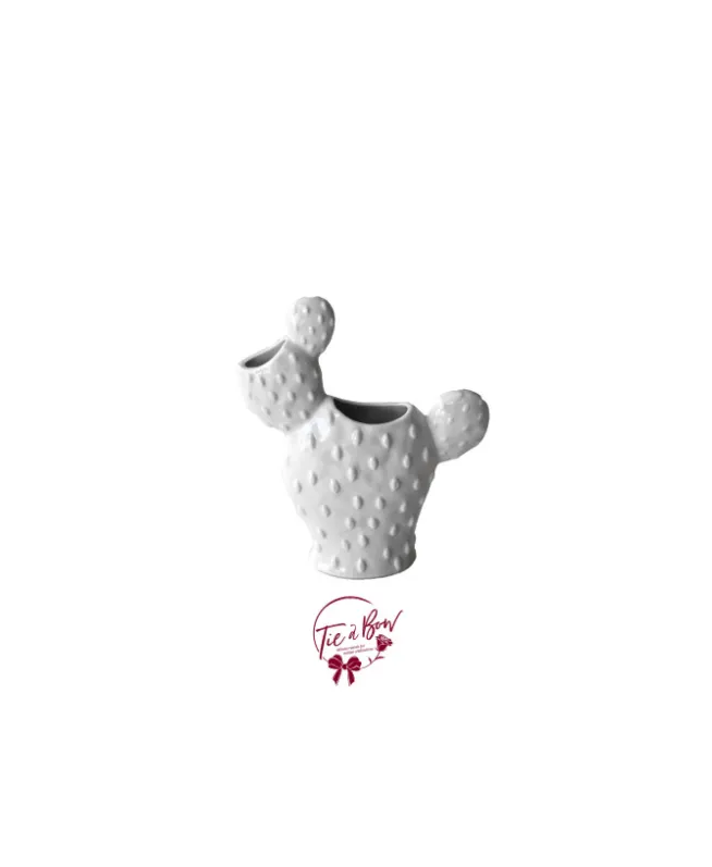 White Cactus Ceramic Vase