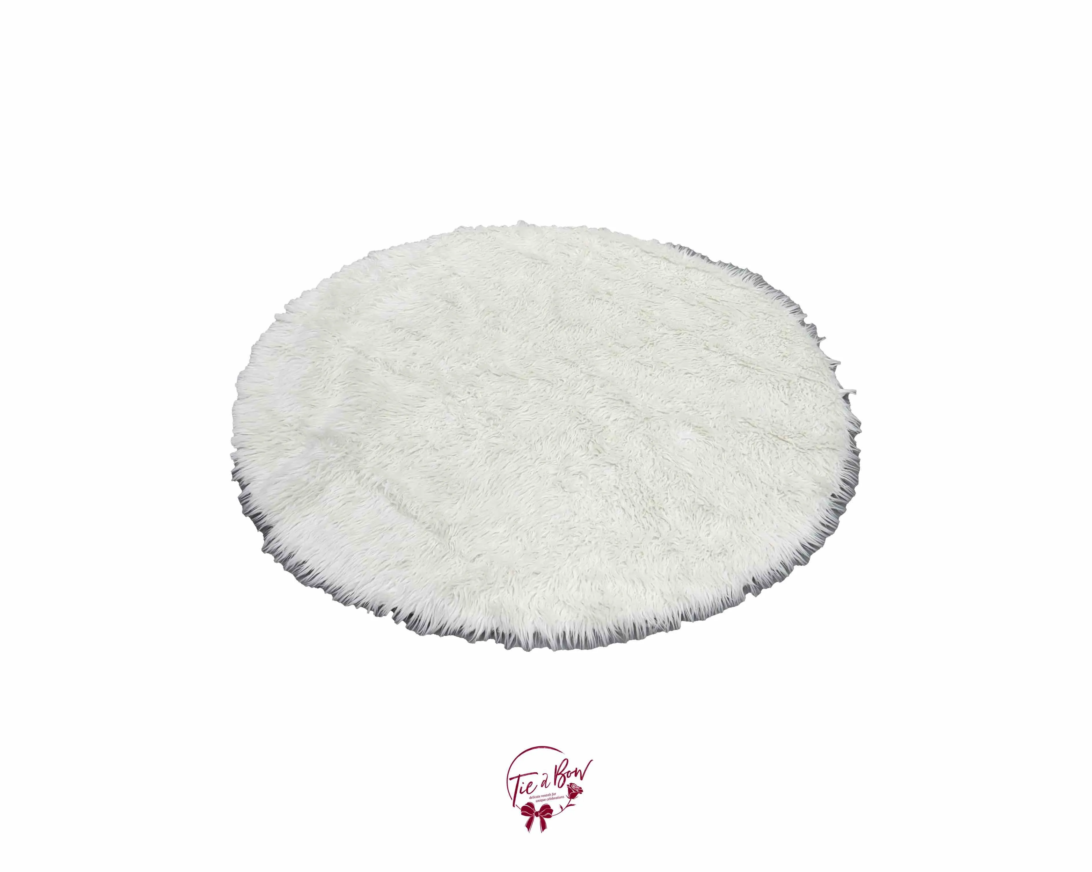 White Faux Sheepskin Round Are Rug