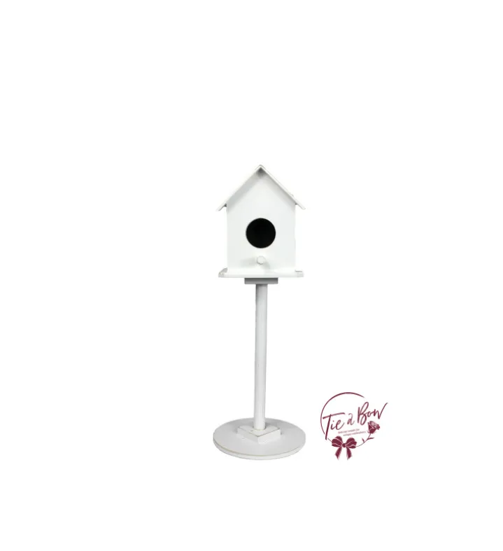 Tall White Wood Bird House