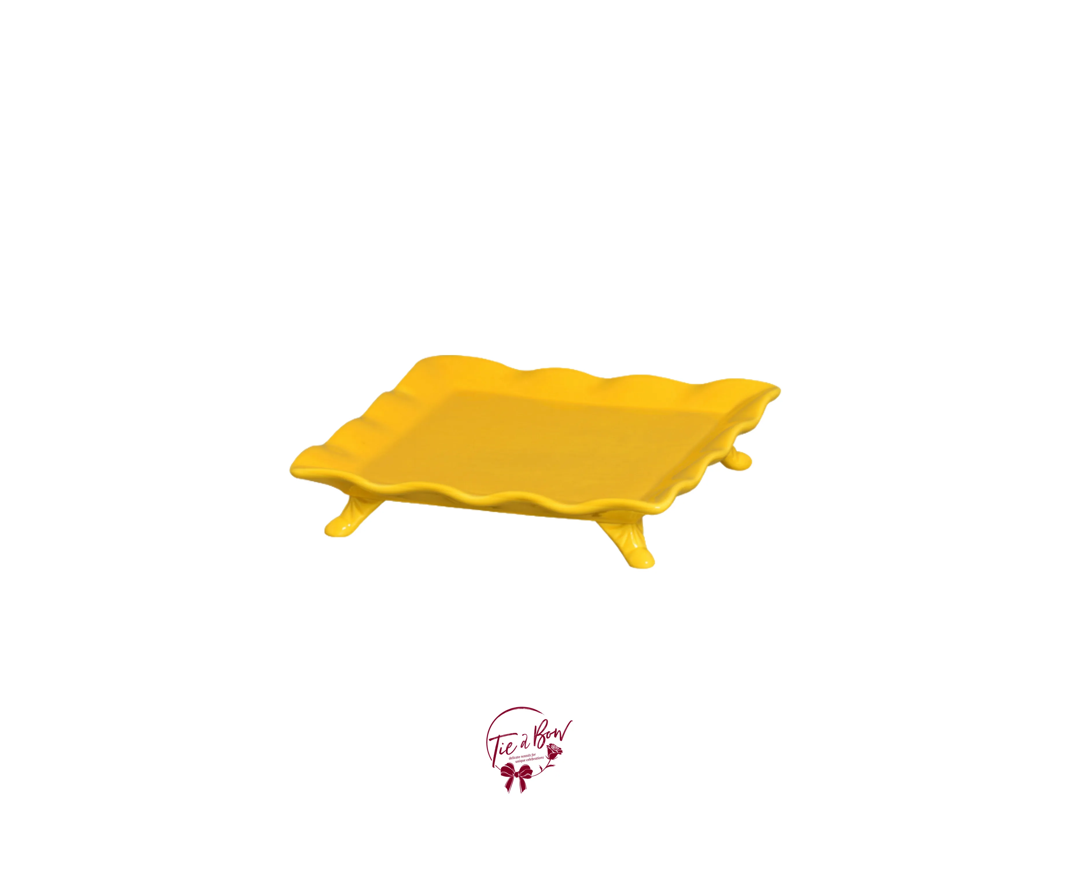 Yellow Ruffled Edge Square Footed Tray - SOLD