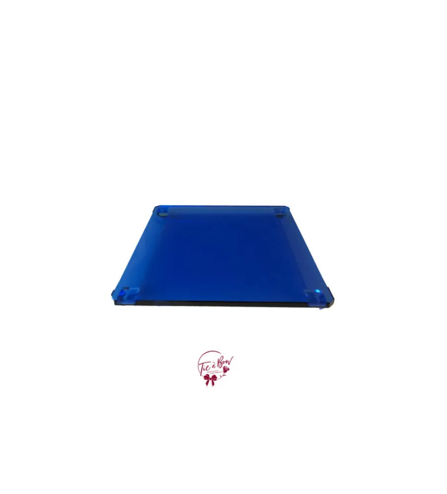 Cobalt Blue Glass Square Footed Tray