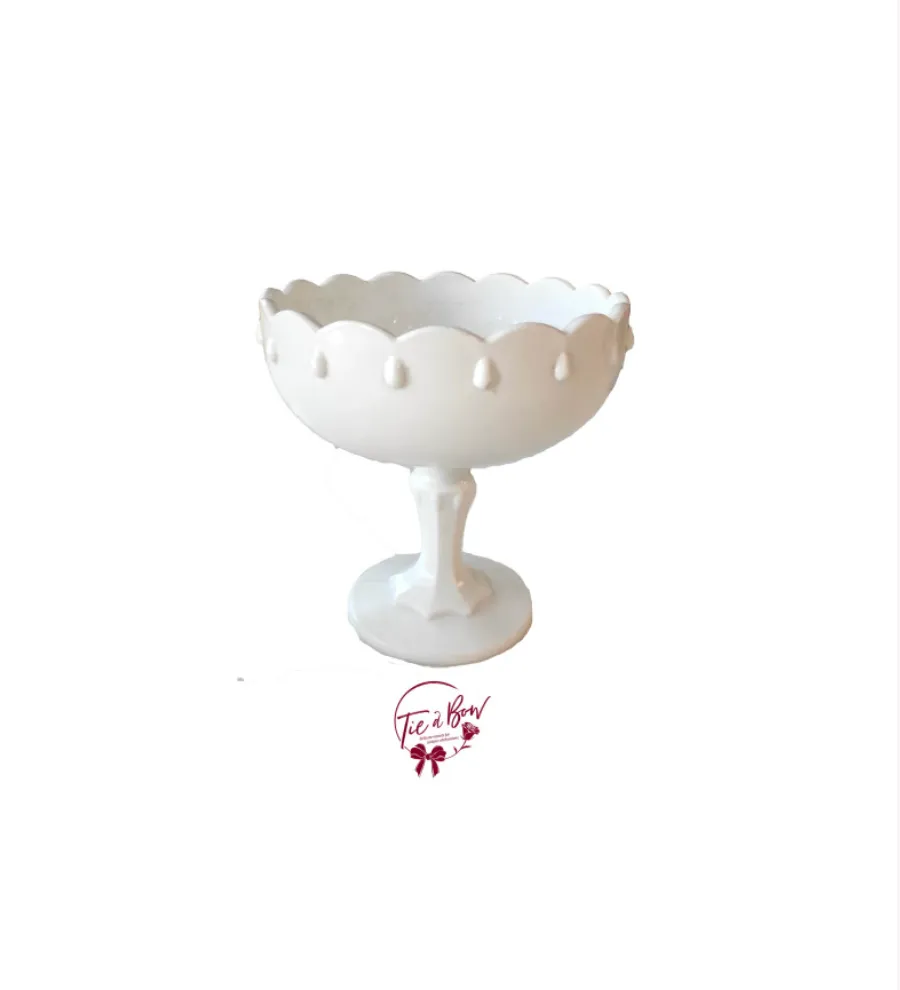 White Vintage Footed Bowl With Large Teardrop Design