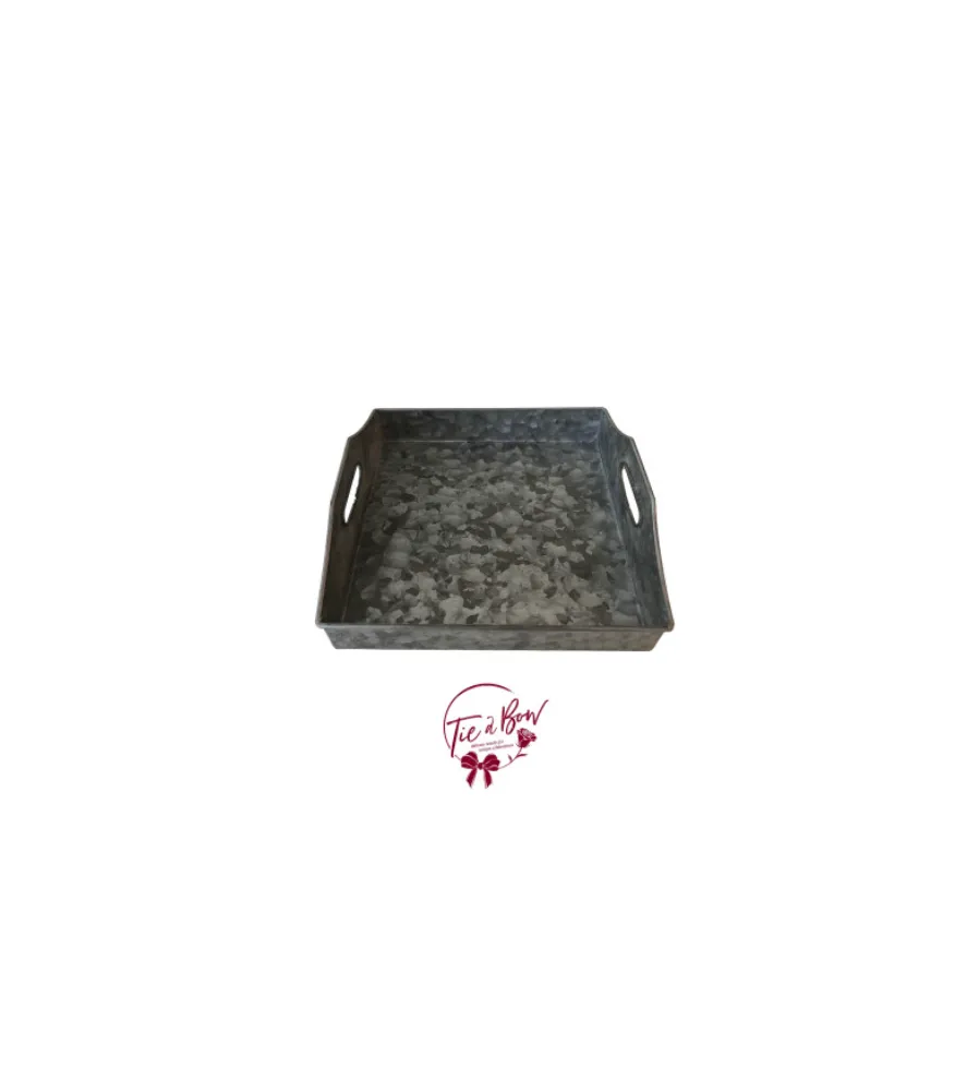 Galvanized Square Tray with Handles