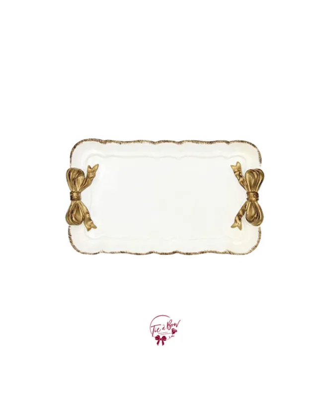 White and Gold Bow Tray (Mini)